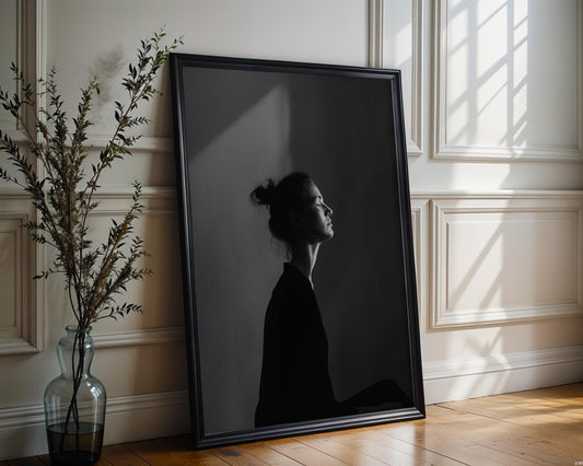 Minimal Wall Art Striking Woman Profile Print Black & White Photography wall art print, minimalist black and white poster, modern Scandinavian wall decor, Monohaus