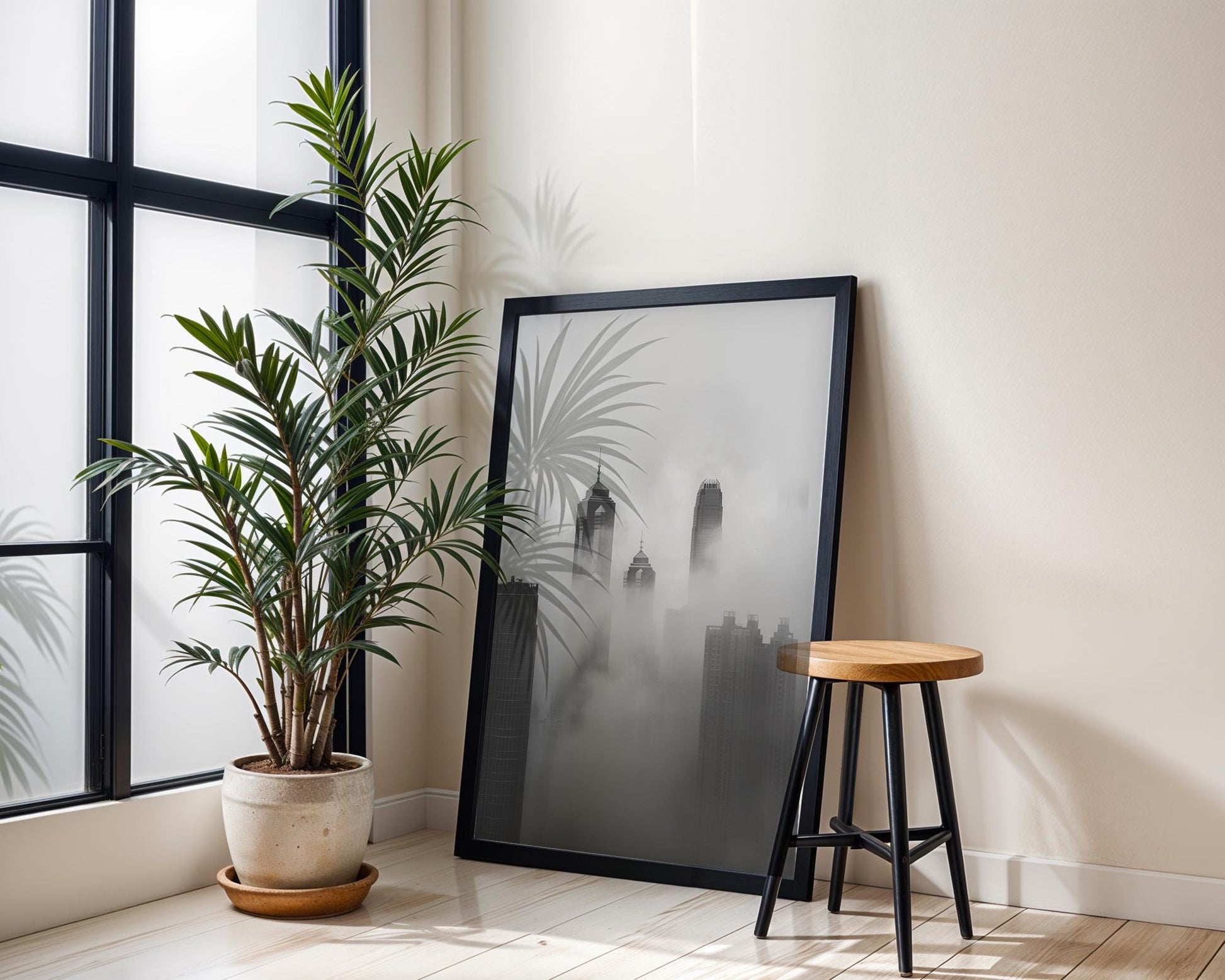 World Landmark | Hong Kong Cityscape Print | Black and White Architecture Photography wall art print, black and white architectural poster, minimalist modern Scandinavian wall decor, Monohaus