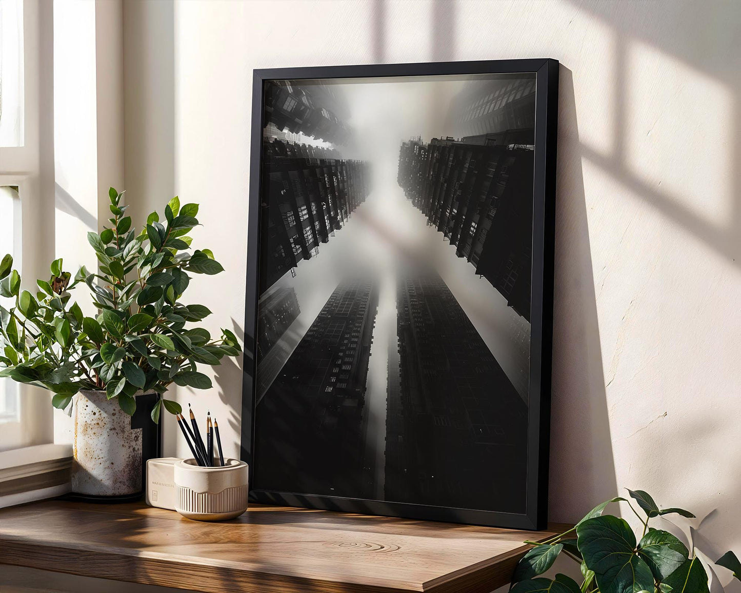 World Landmark | Hong Kong Skyscraper Print | Black and White Urban Photography wall art print, black and white architectural poster, minimalist modern Scandinavian wall decor, Monohaus