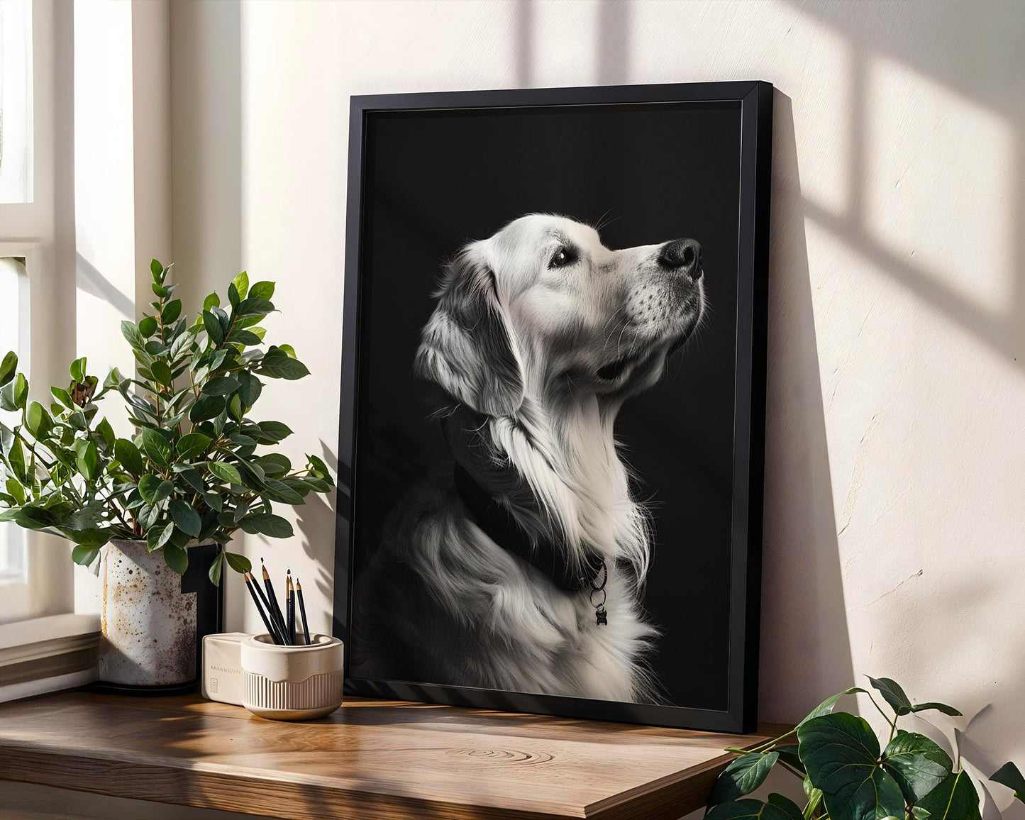 Dog Photography Golden Retriever Portrait Print | Fine Art , Modern Minimalist Decor wall art print, minimalist black and white poster, modern Scandinavian wall decor, Monohaus
