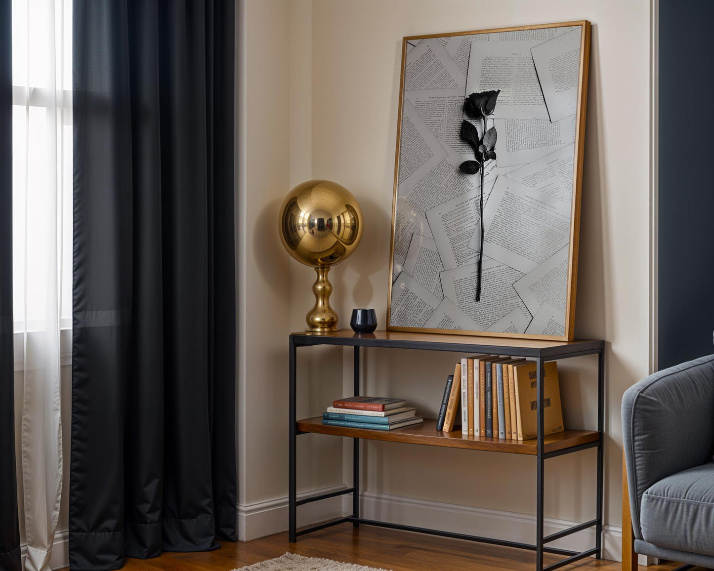 Black Rose Photography Print | Dark Academia, Literary Wall Art wall art print, minimalist black and white poster, modern Scandinavian wall decor, Monohaus
