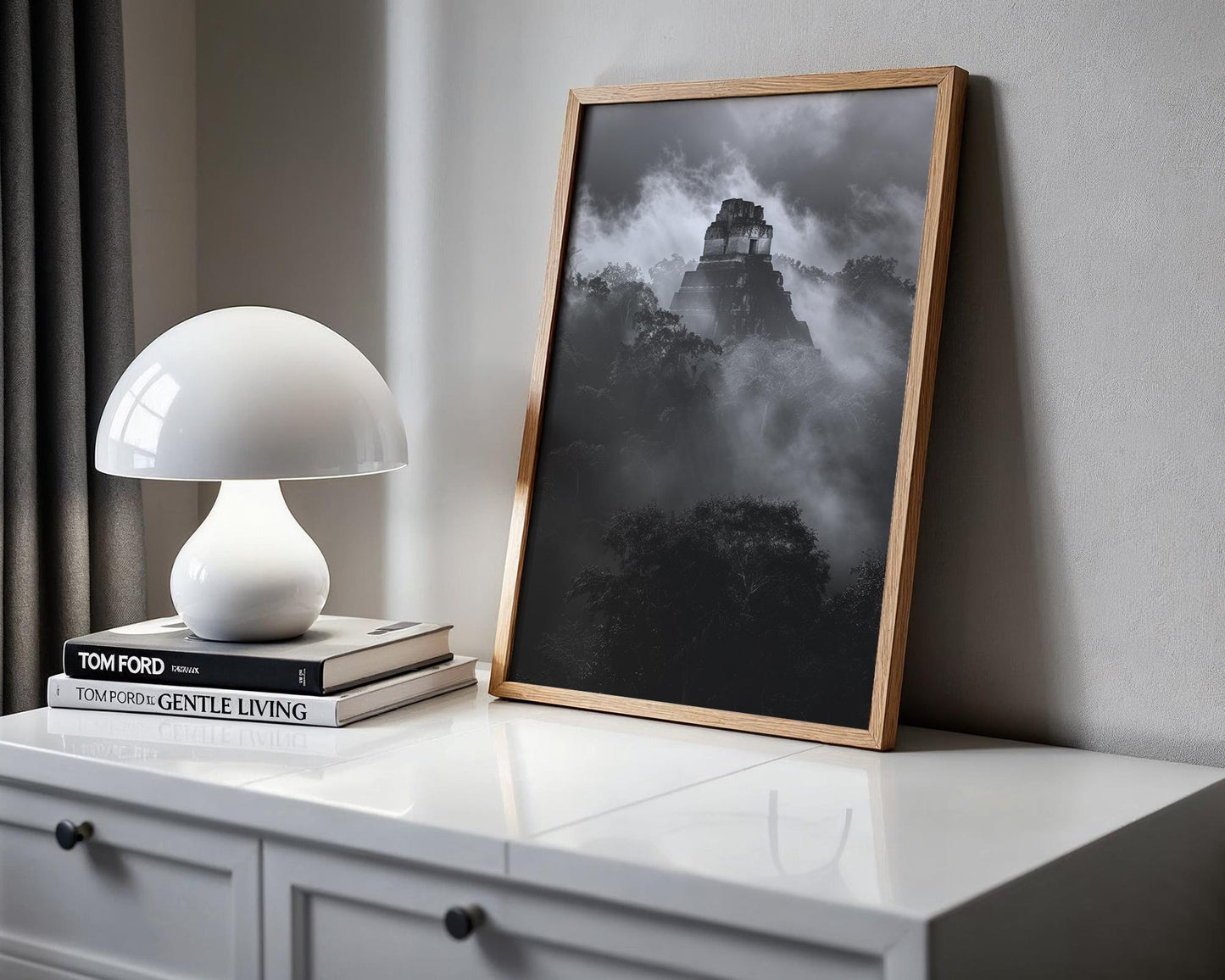 World Landmark | Tikal Temple Black & White Photography Print | Guatemala Jungle Ruins Wall Art wall art print, minimalist black and white poster, modern Scandinavian wall decor, Monohaus