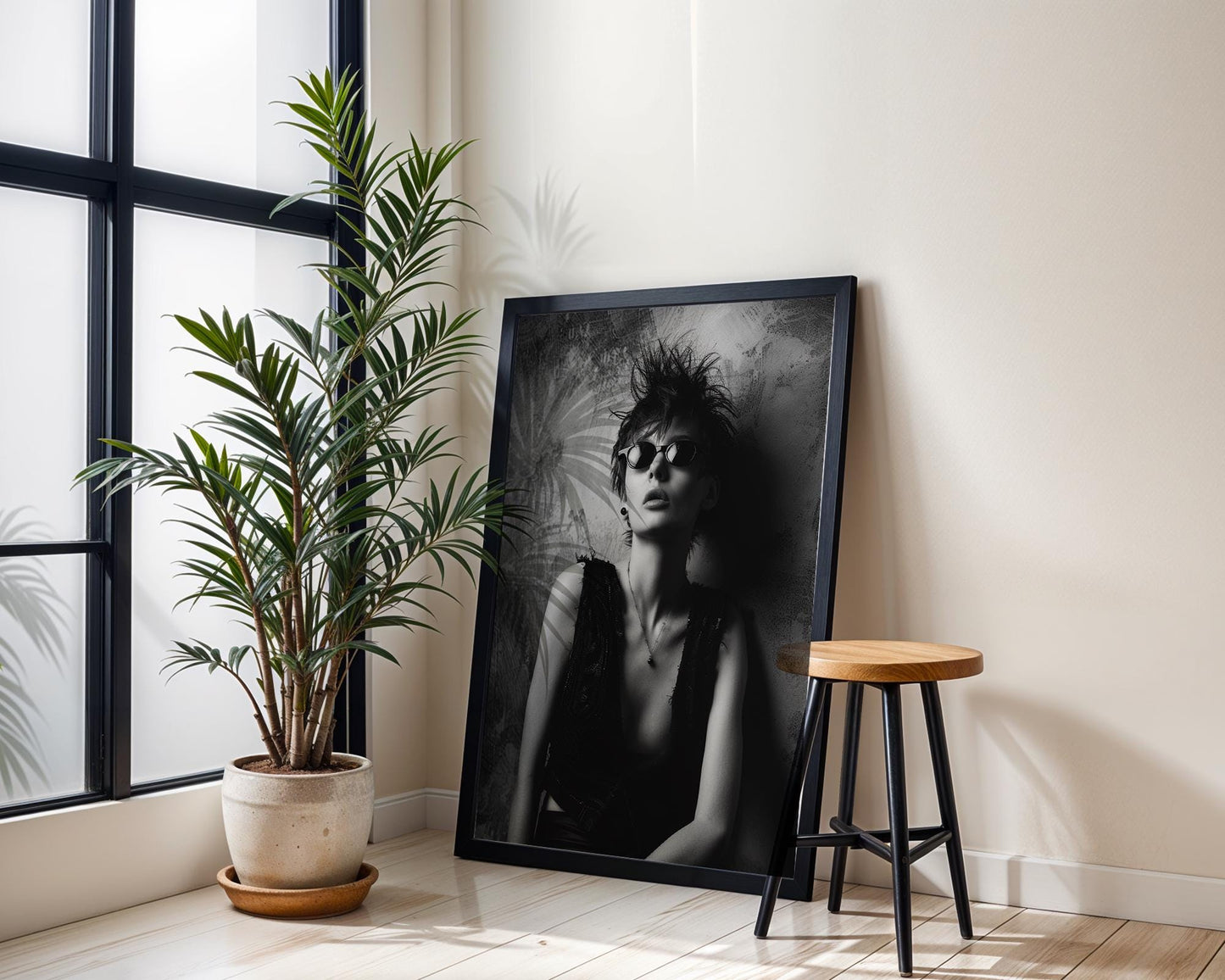 Minimal Wall Art Punk Muse Portrait Print | Edgy Fashion Photography Home Decor wall art print, minimalist black and white poster, modern Scandinavian wall decor, Monohaus