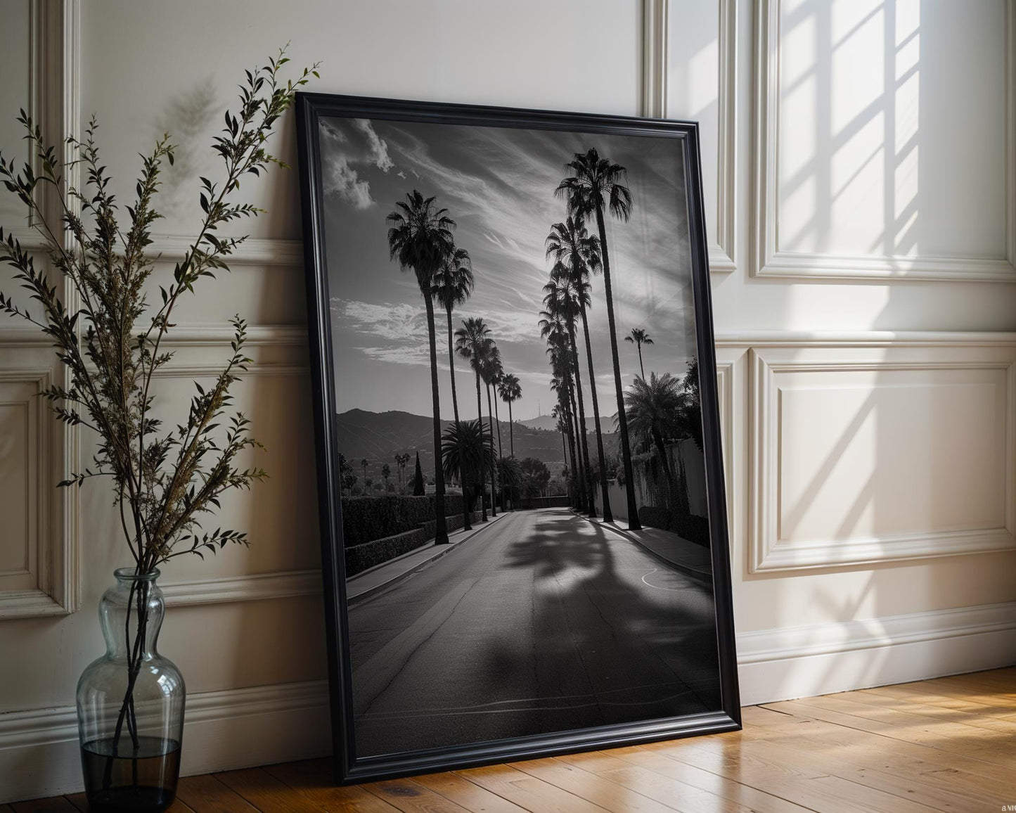 World Landmark | Beverly Hills Palms Print | Black and White Photography, California Wall Art wall art print, minimalist black and white poster, modern Scandinavian wall decor, Monohaus