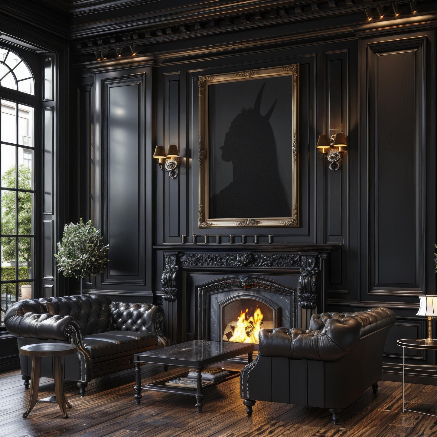 Designer Wall Art | Devil Horns Shadow Print | Minimalist Gothic Home Decor wall art print, minimalist black and white poster, modern Scandinavian wall decor, Monohaus