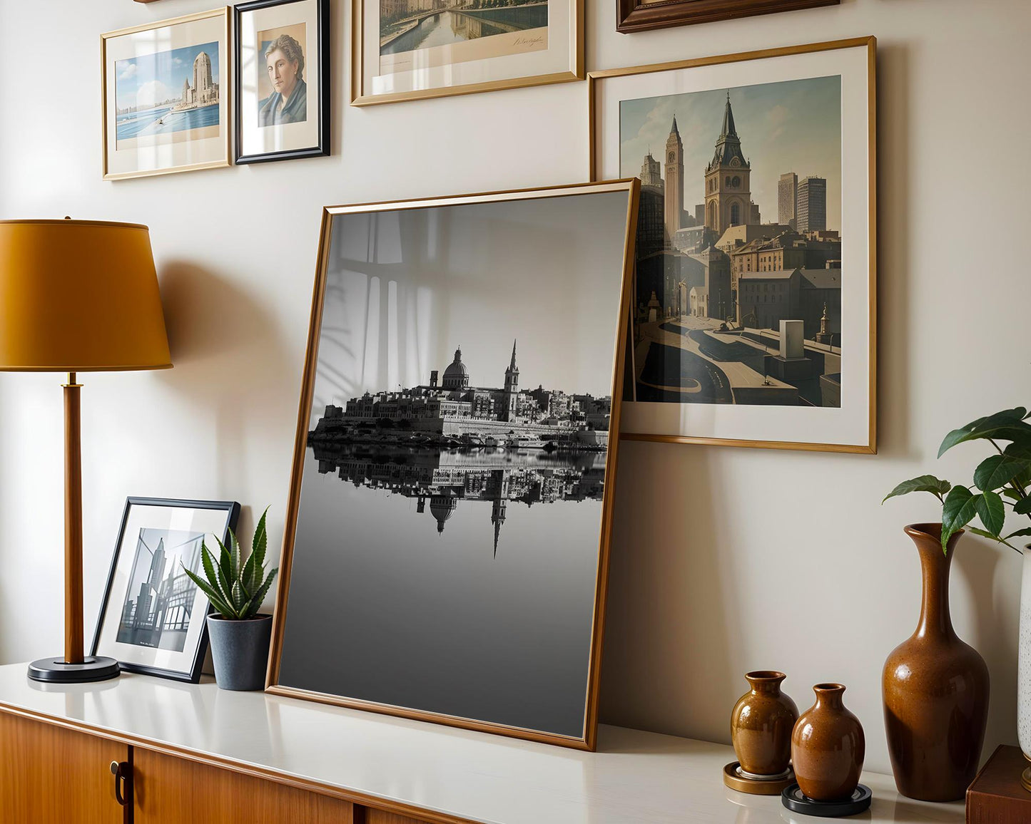 World Landmark | Valletta Malta Print | St Paul's Cathedral Black and White Photography wall art print, minimalist black and white poster, modern Scandinavian wall decor, Monohaus
