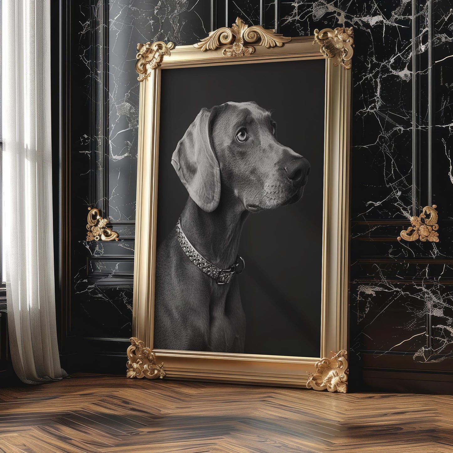 Dog Photography Weimaraner Modern Print Black and White Scandi Home wall art print, minimalist black and white poster, modern Scandinavian wall decor, Monohaus