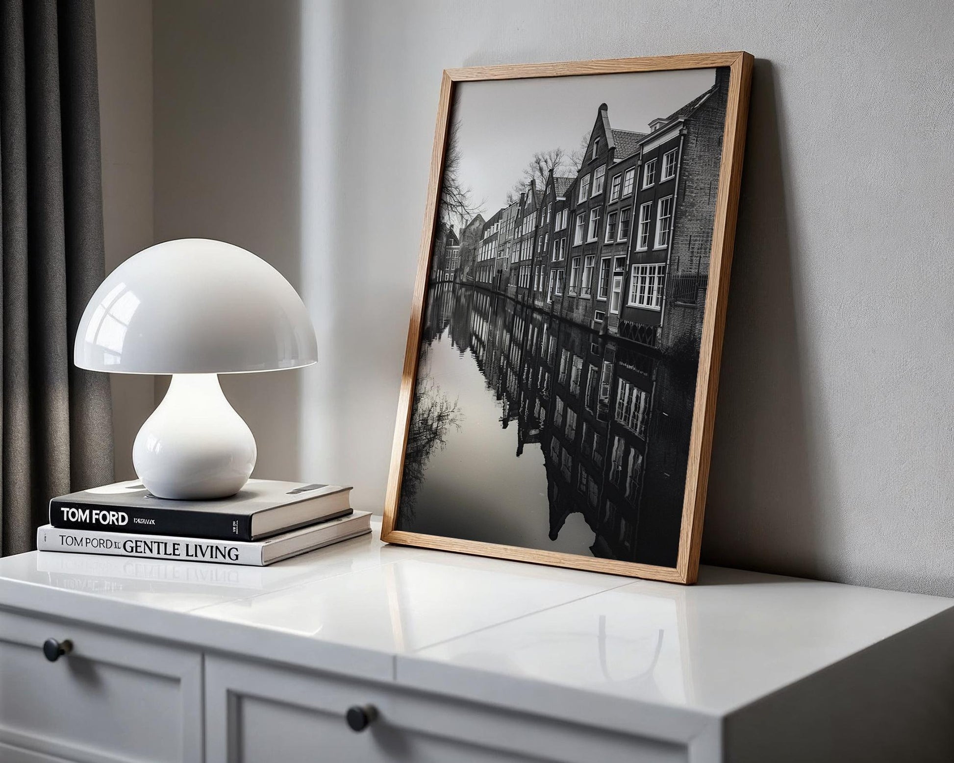 World Landmark | Amsterdam Canal Black and White Photography Print | Minimalist Home Decor wall art print, minimalist black and white poster, modern Scandinavian wall decor, Monohaus