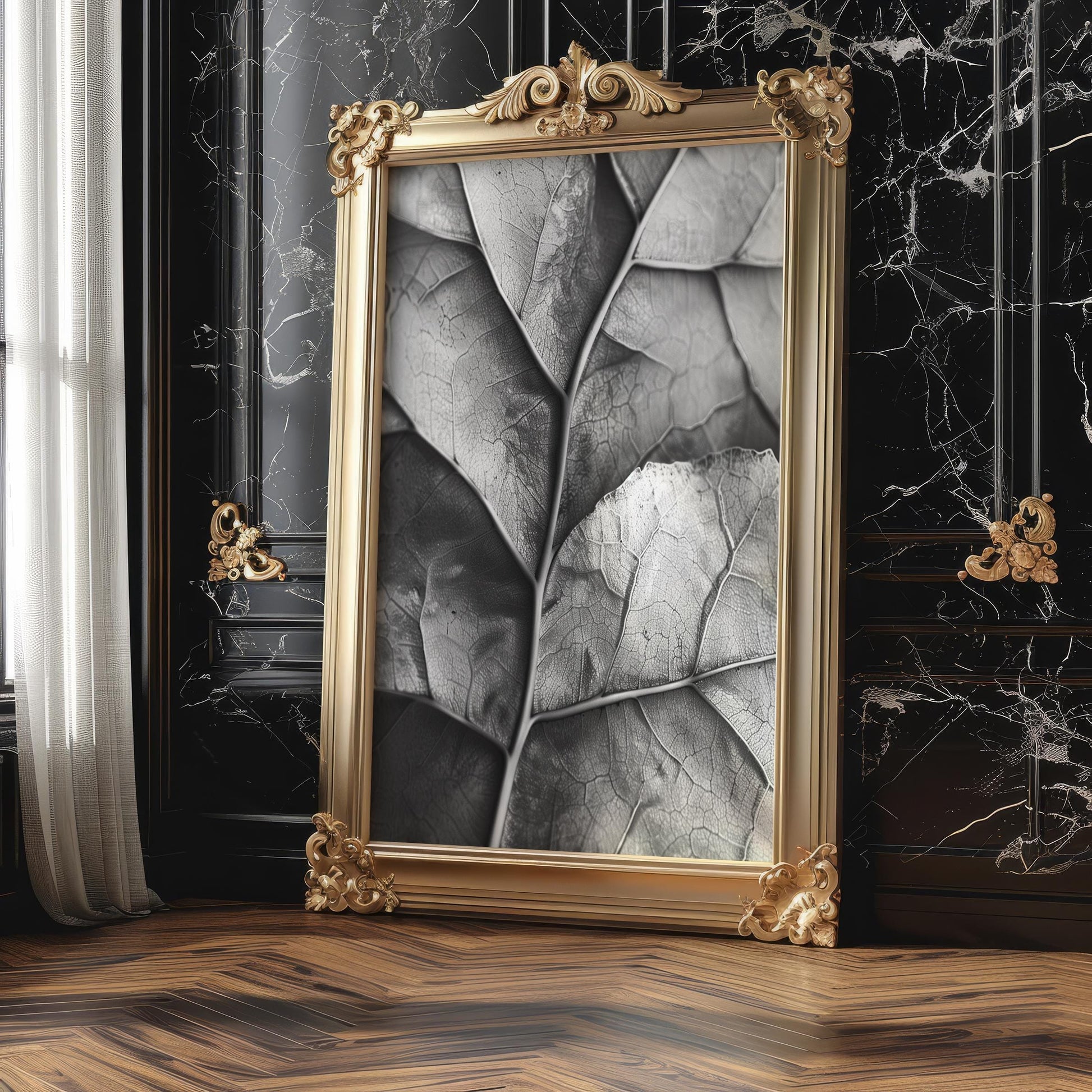 Botanical Photo | Fiddle Leaf Fig Print | Black and White Abstract Plant Wall Art abstract wall art print, geometric minimalist poster, modern Scandinavian decor, Monohaus