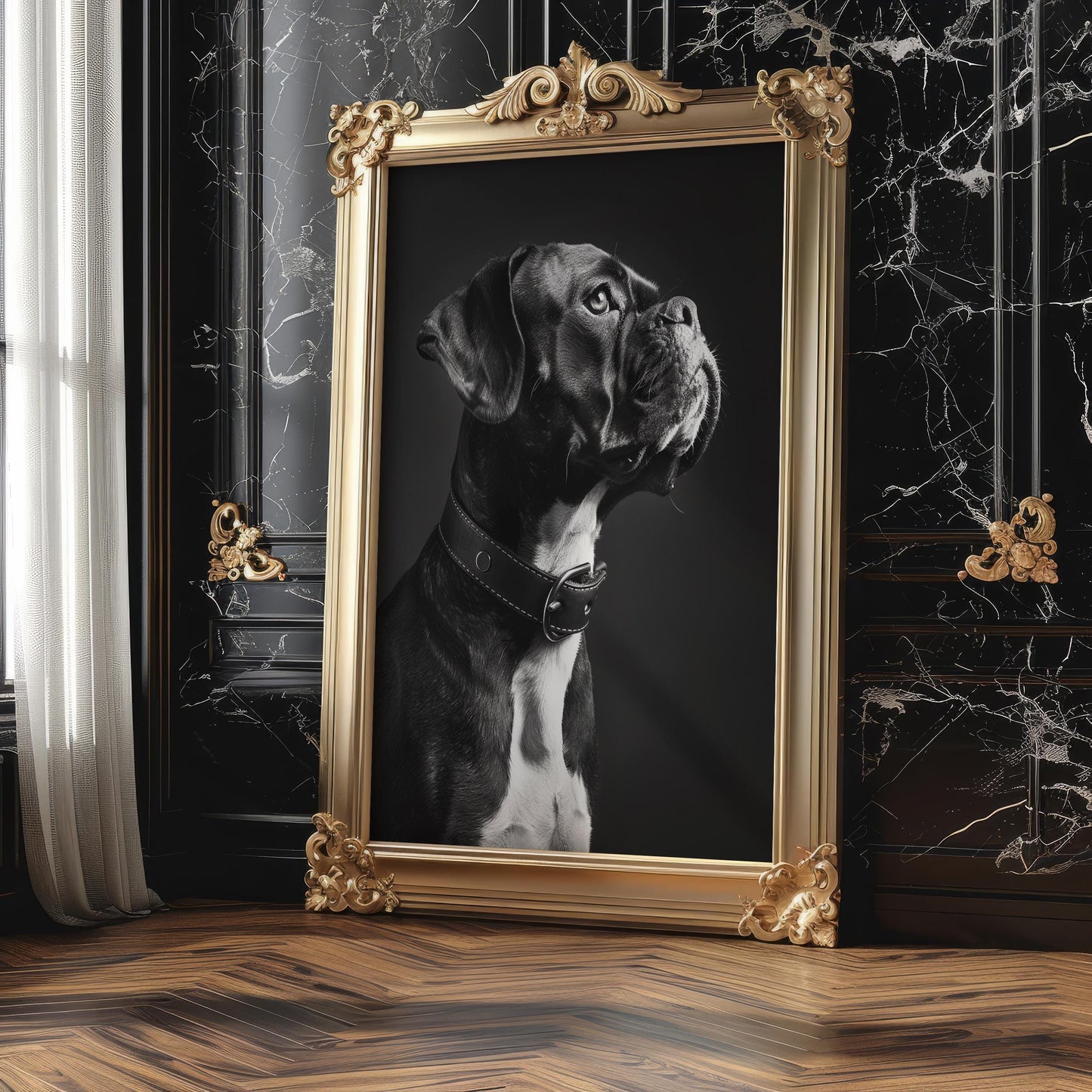 Dog Photography Boxer Pet Portrait Print | Black & White Home Decor, Minimalist Art wall art print, minimalist black and white poster, modern Scandinavian wall decor, Monohaus