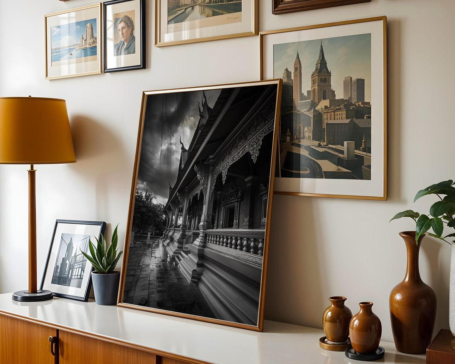 World Landmark | Bangkok Temple Black and White Photography Print | Thai Architecture Wall Art wall art print, black and white architectural poster, minimalist modern Scandinavian wall decor, Monohaus