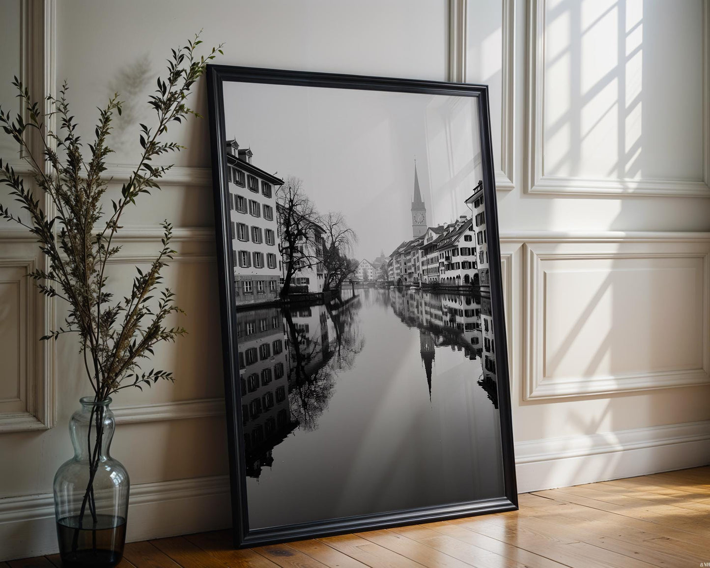 World Landmark | Zurich Old Town Black and White Photography Print | Minimalist Switzerland Wall Art