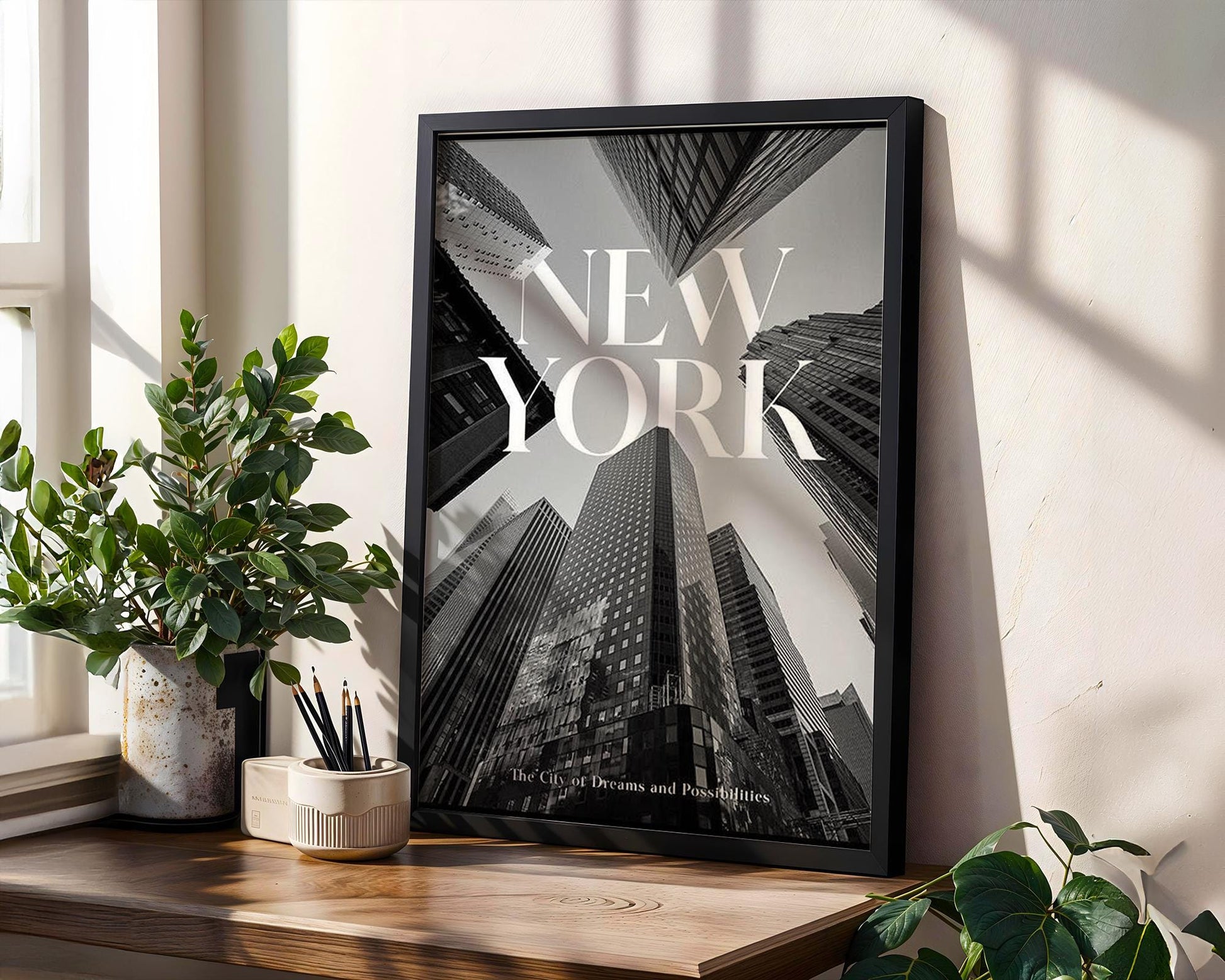 Designer Wall Art | New York City Skyline Print | Minimalist Black and White Architecture wall art print, black and white architectural poster, minimalist modern Scandinavian wall decor, Monohaus
