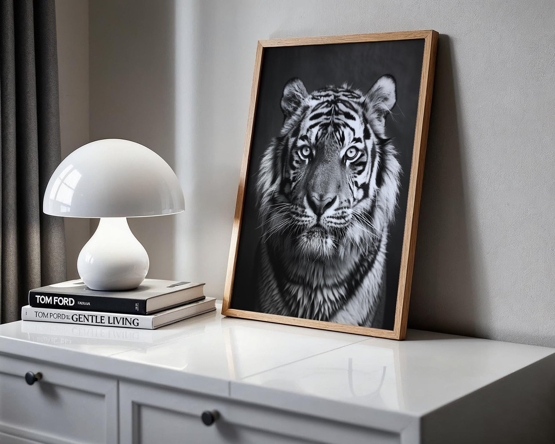 Wildlife Poster | Black & White Tiger Portrait | Minimalist Animal Art Print wall art print, minimalist black and white poster, modern Scandinavian wall decor, Monohaus