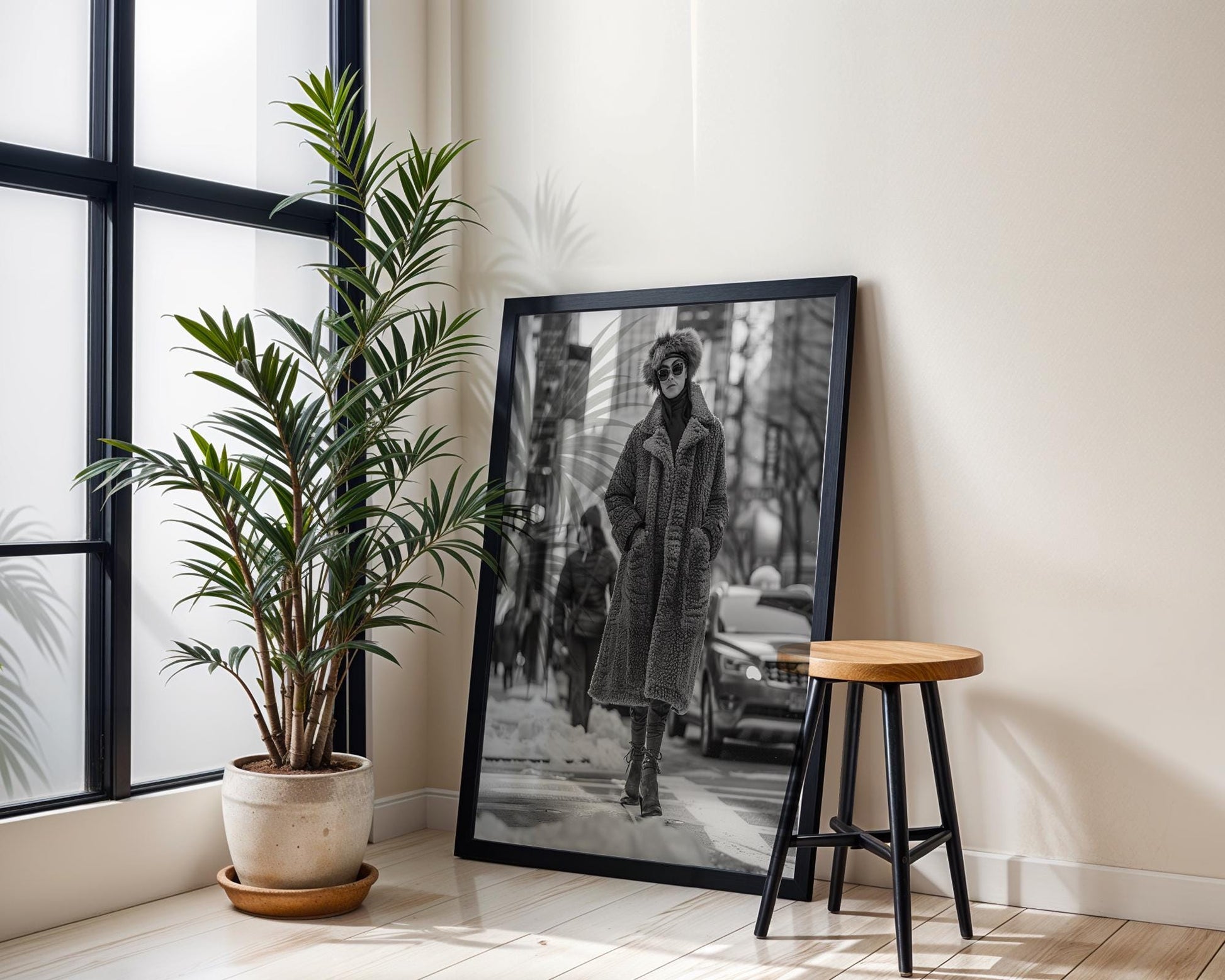 Black and White Winter Fashion Photography Print | Urban Minimalist Wall Art black and white photo print, minimalist monochrome wall art poster for modern interiors, Monohaus