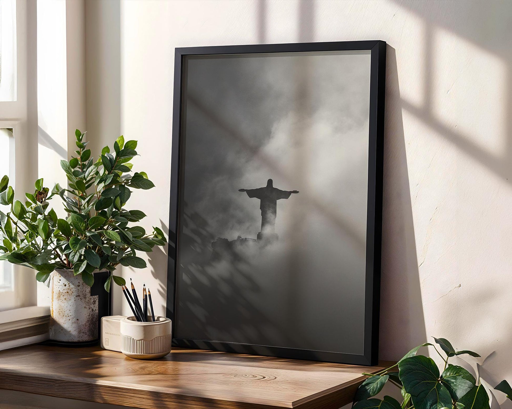 World Landmark | Christ the Redeemer Print | Rio de Janeiro Black & White Photography wall art print, minimalist black and white poster, modern Scandinavian wall decor, Monohaus