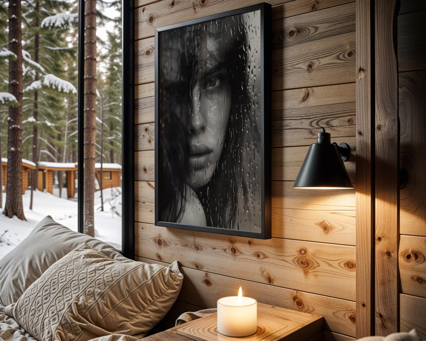 Minimal Wall Art | Dramatic Rain Woman Portrait | Black & White Moody Home Decor wall art print, minimalist black and white poster, modern Scandinavian wall decor, Monohaus