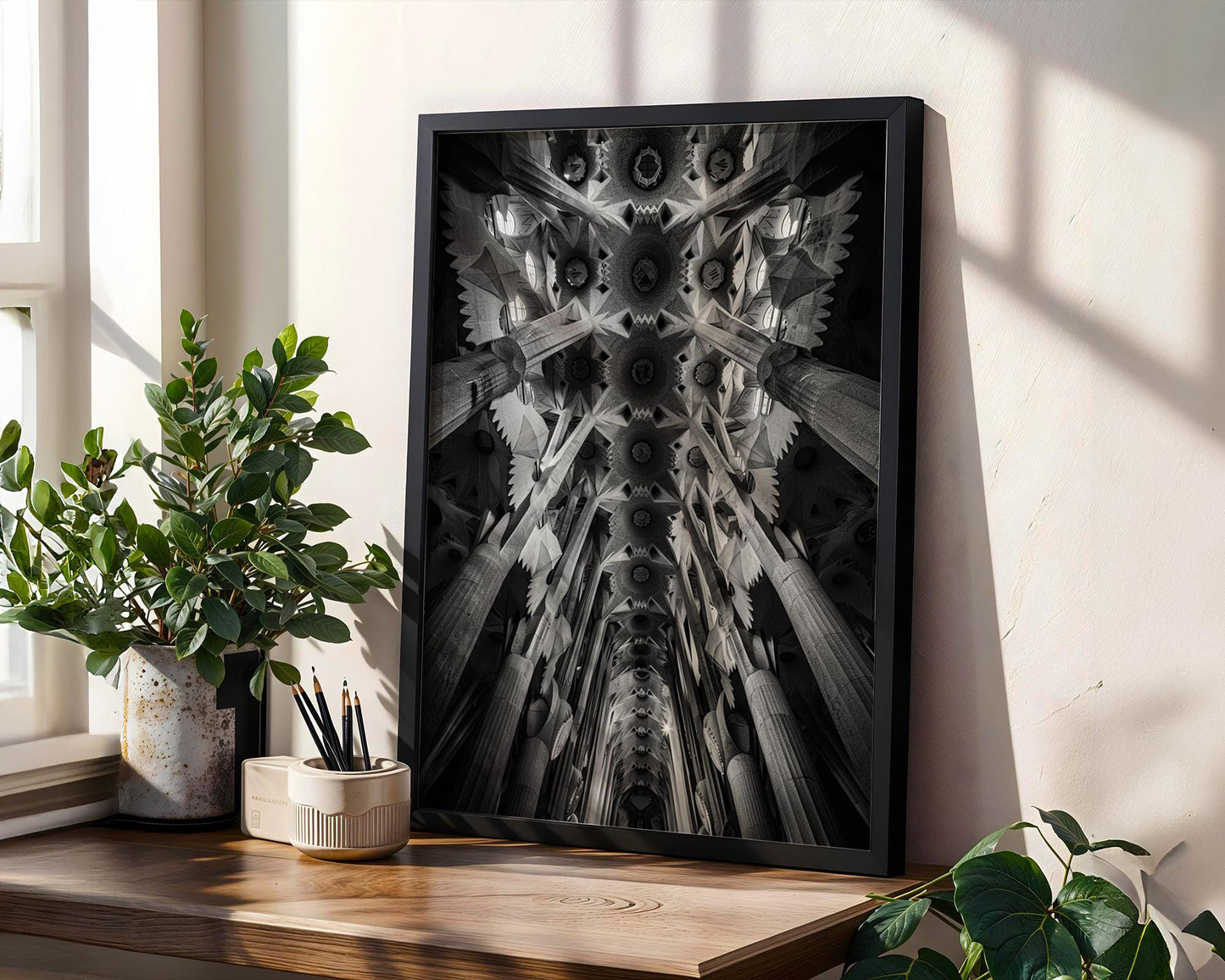 Urban Photography | Sagrada Familia Print | Black and White Cathedral Photography black and white photo print, minimalist monochrome wall art poster for modern interiors, Monohaus