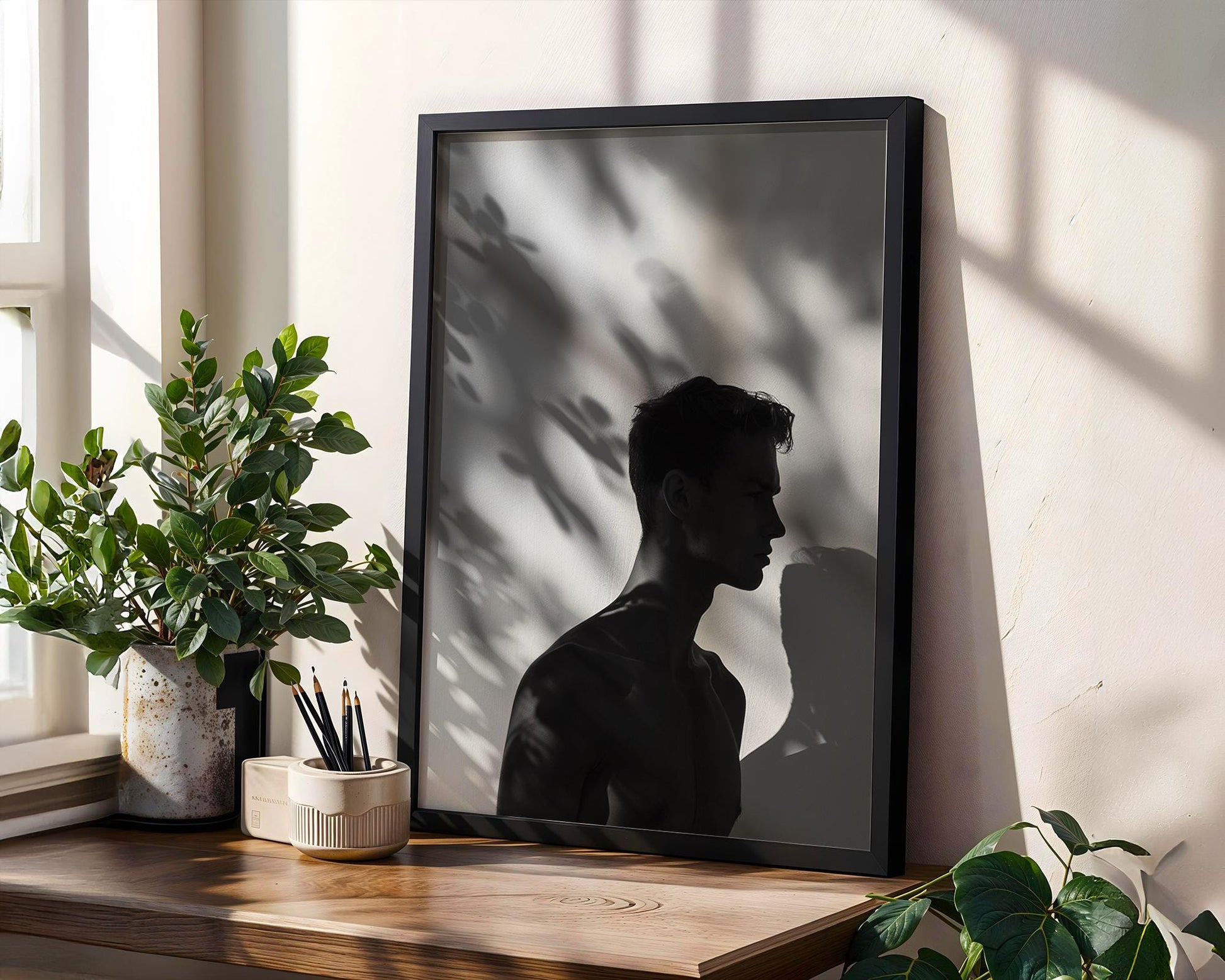 Minimal Wall Art Shadow Portrait Art Print | Minimalist Photography Poster wall art print, minimalist black and white poster, modern Scandinavian wall decor, Monohaus