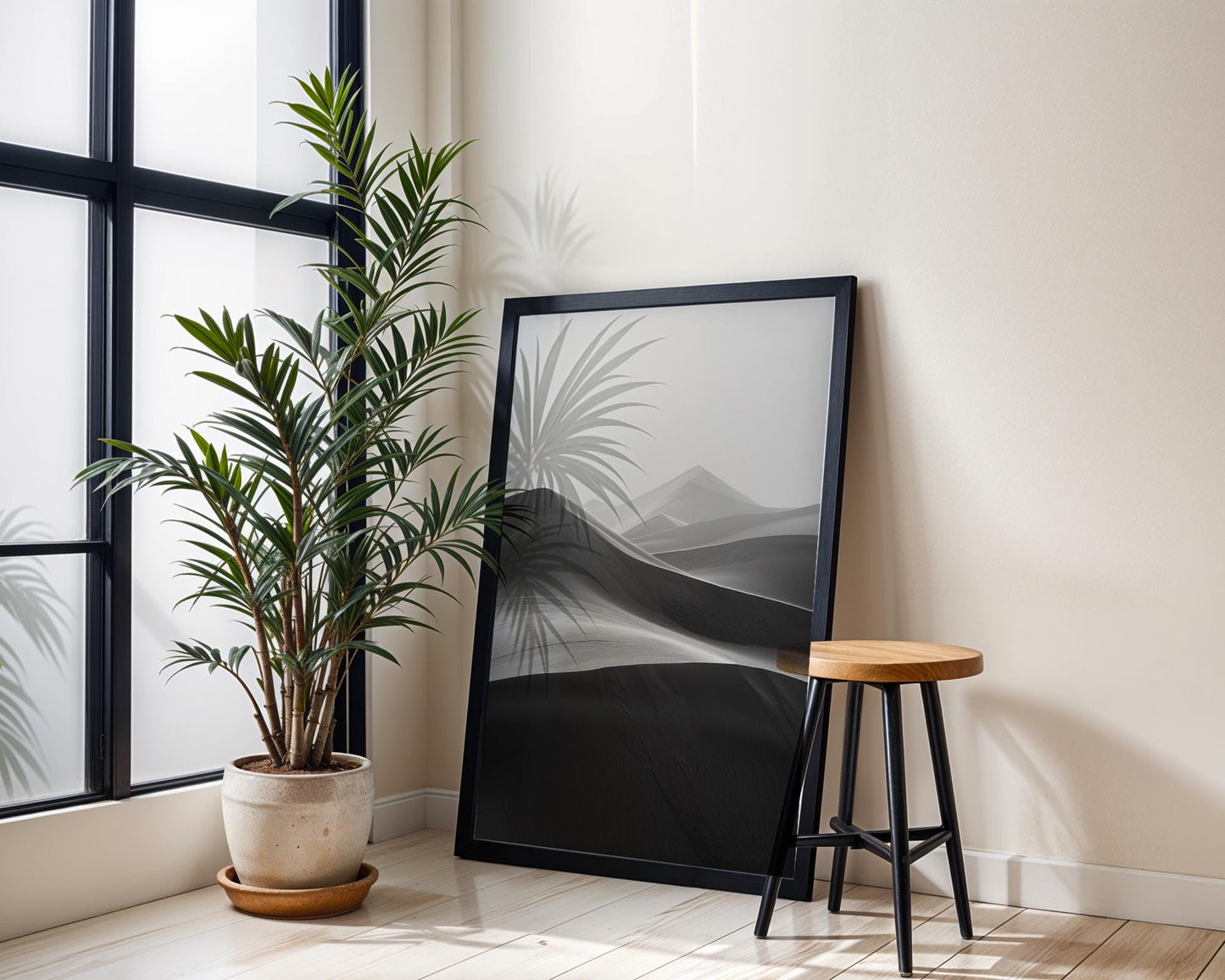 Botanical Photo | Minimalist Desert Sands Art Print | Modern Landscape Photography wall art print, minimalist black and white poster, modern Scandinavian wall decor, Monohaus