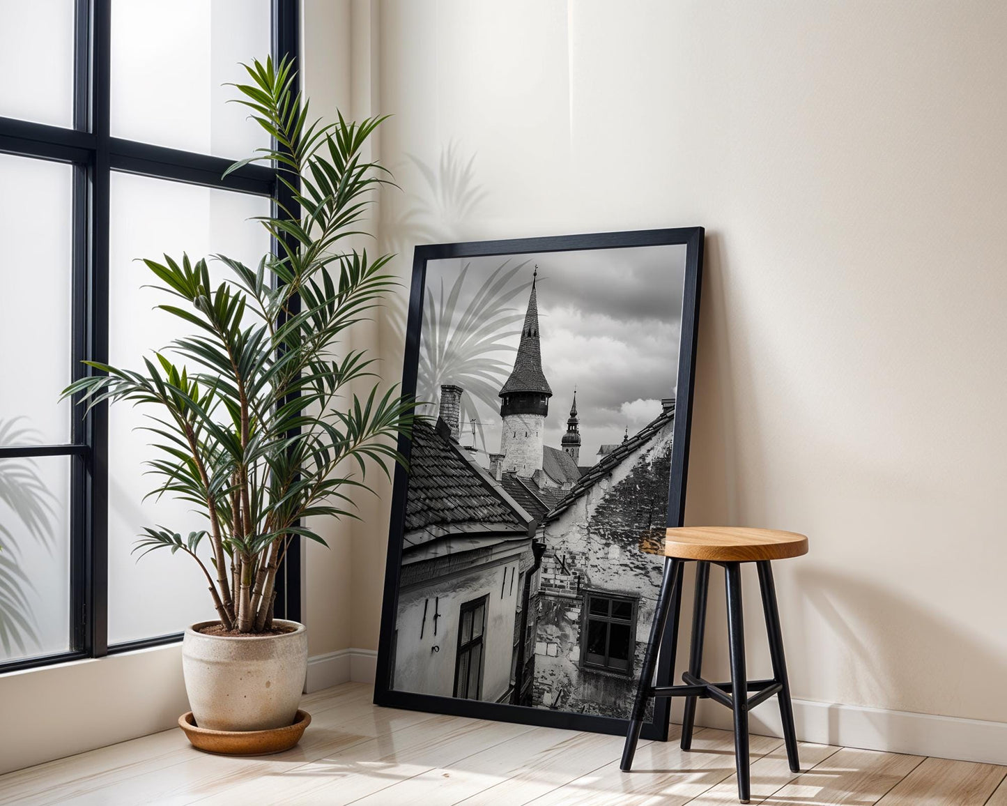 World Landmark | Tallinn Medieval Towers Print | Estonia Old Town Black and White Photography