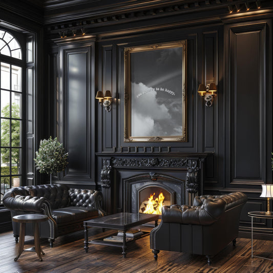 Designer Wall Art | You Deserve To Be Happy Sky Print | Minimalist Home Decor wall art print, minimalist black and white poster, modern Scandinavian wall decor, Monohaus