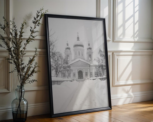 World Landmark | Helsinki Cathedral Print | Black and White Finland Architecture Photography wall art print, black and white architectural poster, minimalist modern Scandinavian wall decor, Monohaus