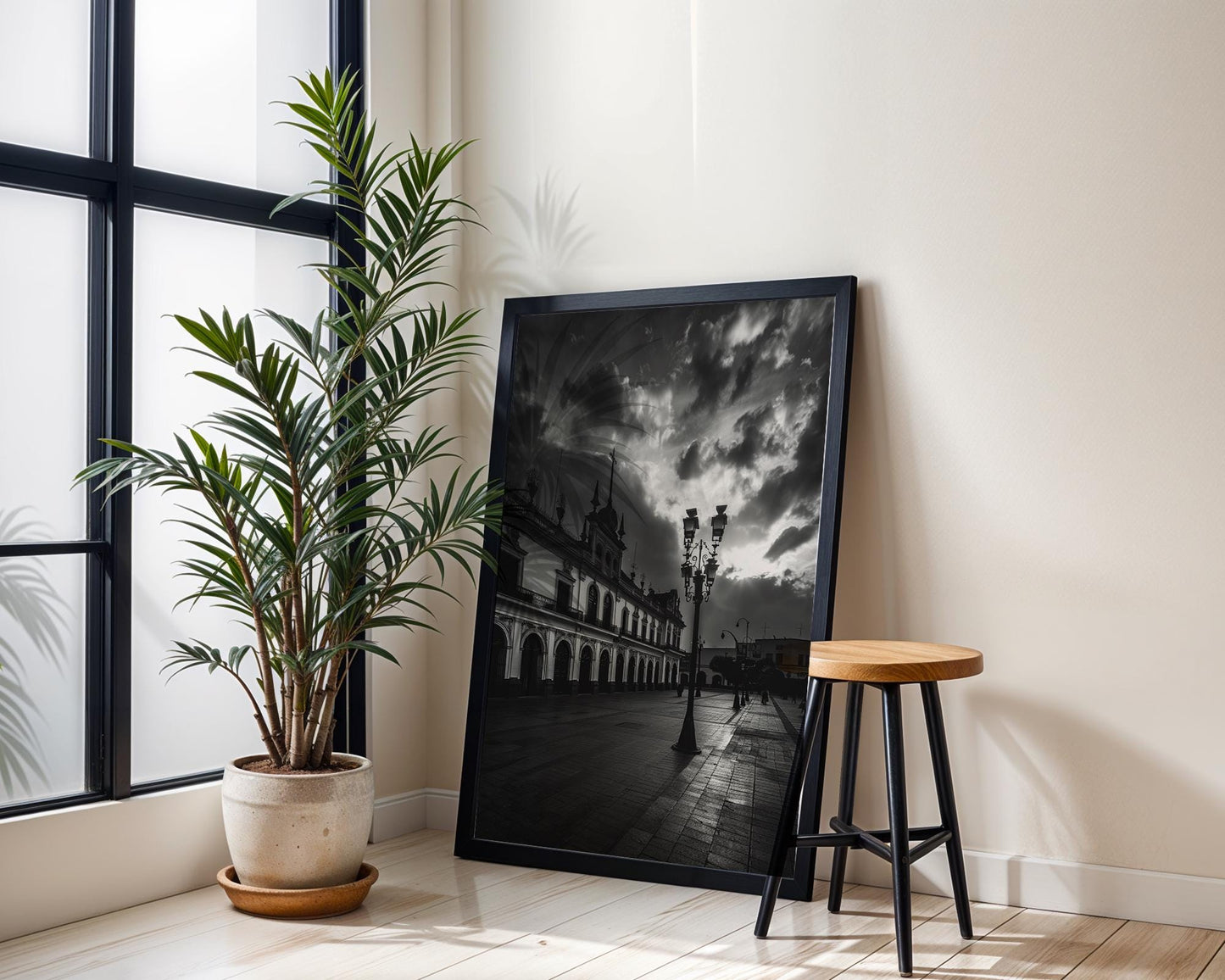 World Landmark | Puebla Mexico Photography Print | Black and White Colonial Architecture wall art print, black and white architectural poster, minimalist modern Scandinavian wall decor, Monohaus