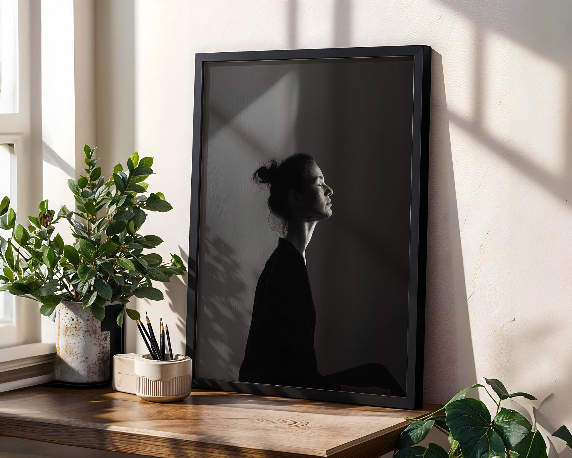 Minimal Wall Art Striking Woman Profile Print Black & White Photography wall art print, minimalist black and white poster, modern Scandinavian wall decor, Monohaus