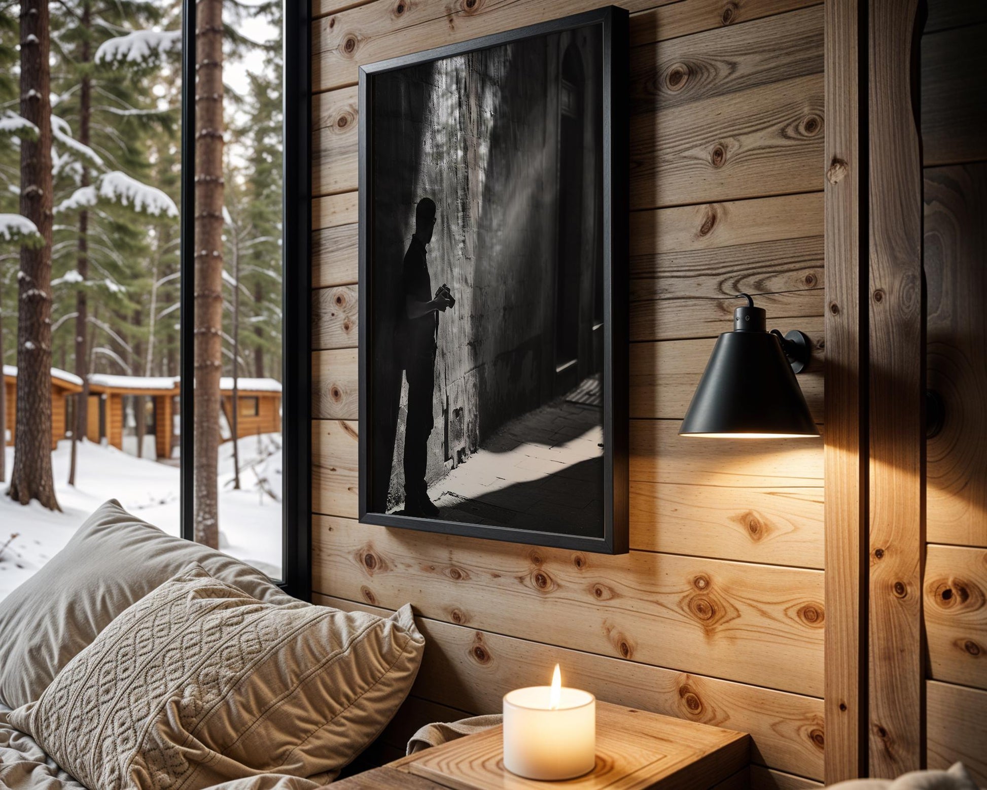 Urban Photography | Photographer Silhouette Minimal Black & White Street Scene black and white photo print, minimalist monochrome wall art poster for modern interiors, Monohaus