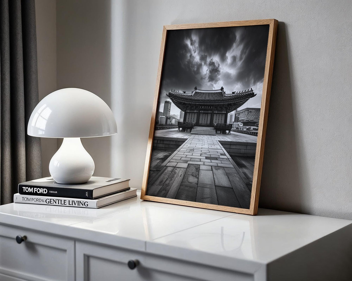 World Landmark | Gyeongbokgung Palace Print | Seoul Black and White Photography wall art print, minimalist black and white poster, modern Scandinavian wall decor, Monohaus