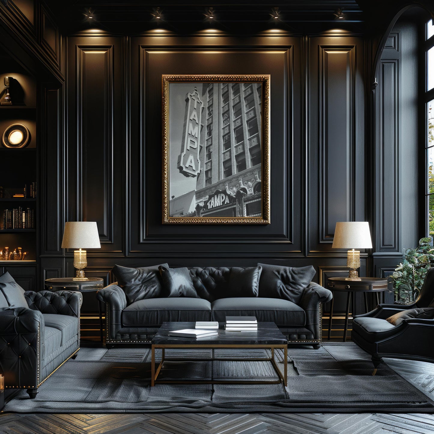 Designer Wall Art | Tampa Marquee Sign Print | Black and White Florida Poster wall art print, minimalist black and white poster, modern Scandinavian wall decor, Monohaus