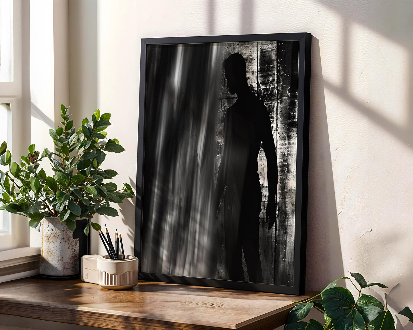 Minimal Wall Art Shadow Figure Study | Black and White Abstract Photography abstract wall art print, geometric minimalist poster, modern Scandinavian decor, Monohaus