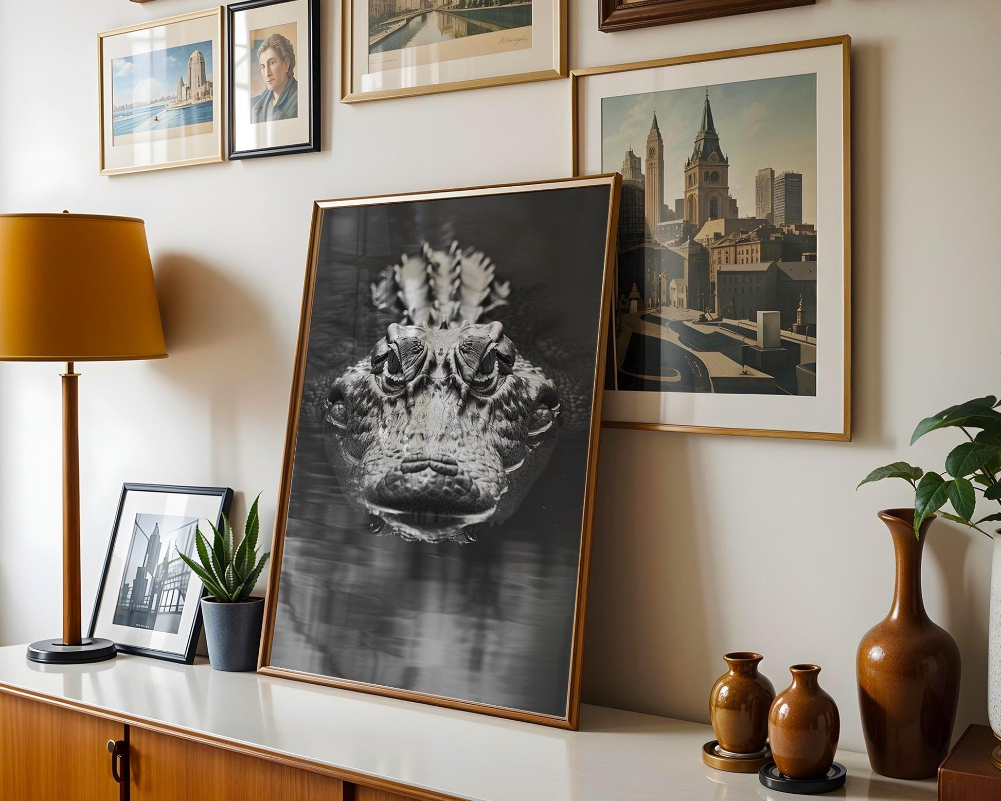 Wildlife Poster | Crocodile Photography Print | Minimalist Black & White Animal Wall Art wall art print, minimalist black and white poster, modern Scandinavian wall decor, Monohaus