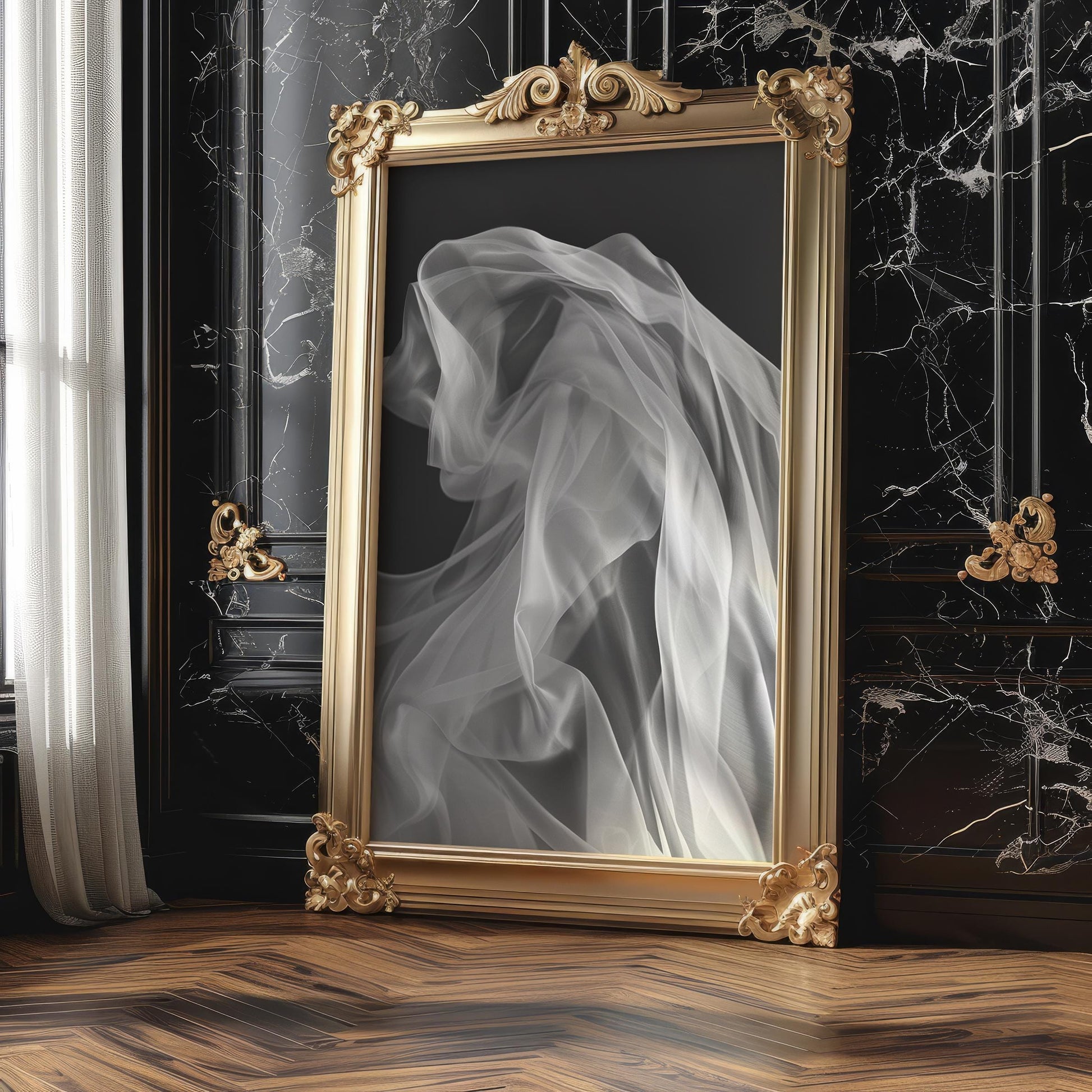 Abstract White Fabric Waves Print | Minimalist Scandi Wall Art abstract wall art print, geometric minimalist poster, modern Scandinavian decor, Monohaus