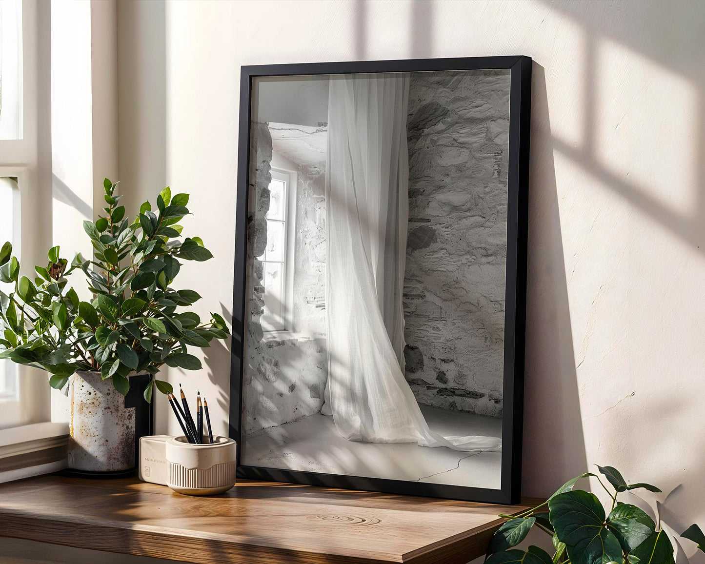 Stone Window Photography Print | Rustic Black and White Wall Art wall art print, minimalist black and white poster, modern Scandinavian wall decor, Monohaus
