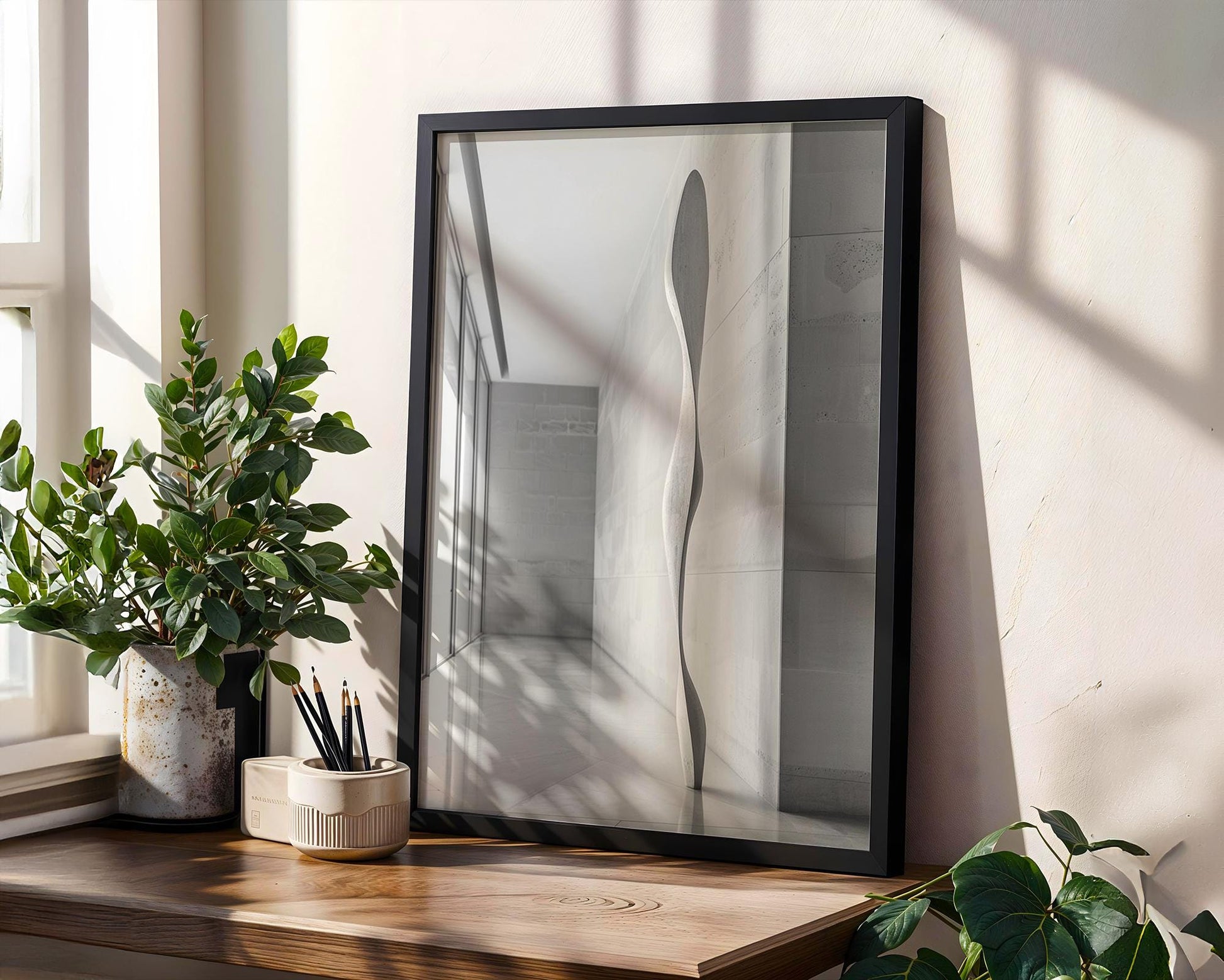 Urban Photography | Abstract Sculpture Art | Minimal Architectural Hallway Print wall art print, black and white architectural poster, minimalist modern Scandinavian wall decor, Monohaus