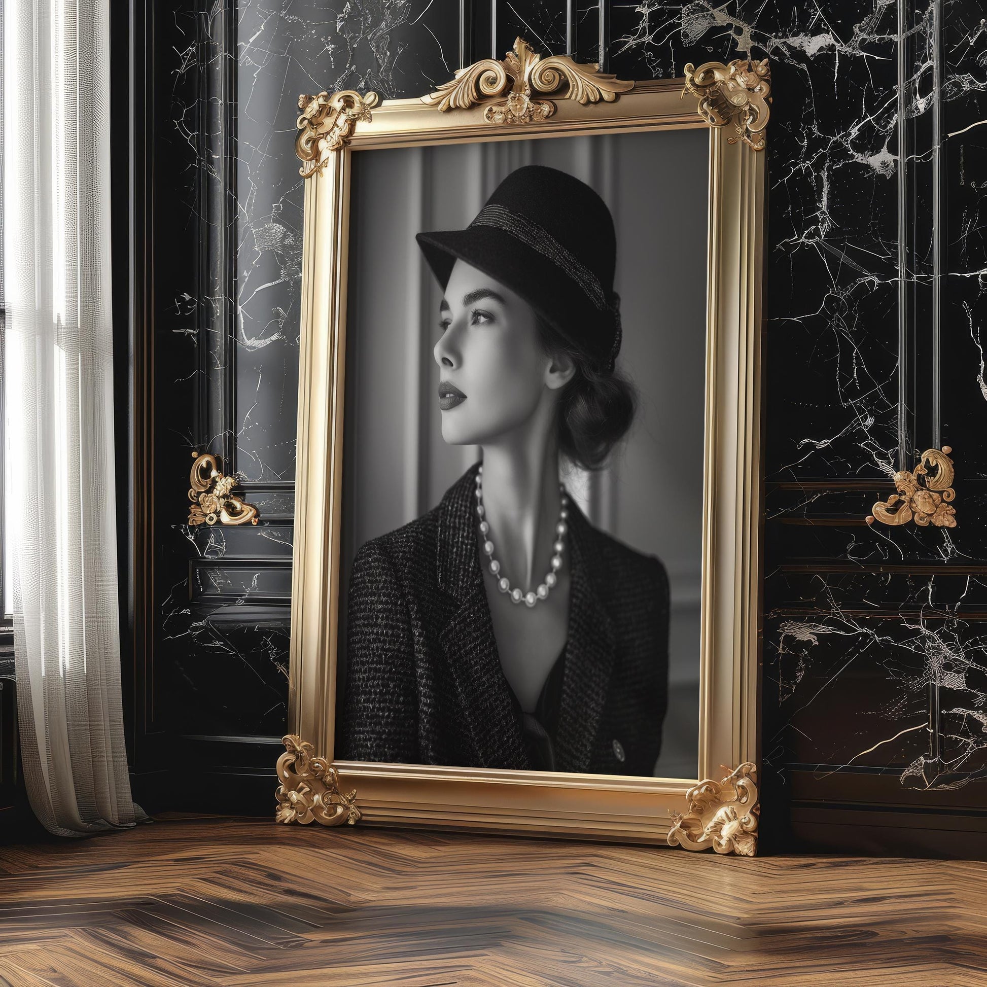 Minimal Wall Art | Retro Paris Fashion Print |  Glamour Photography wall art print, minimalist black and white poster, modern Scandinavian wall decor, Monohaus