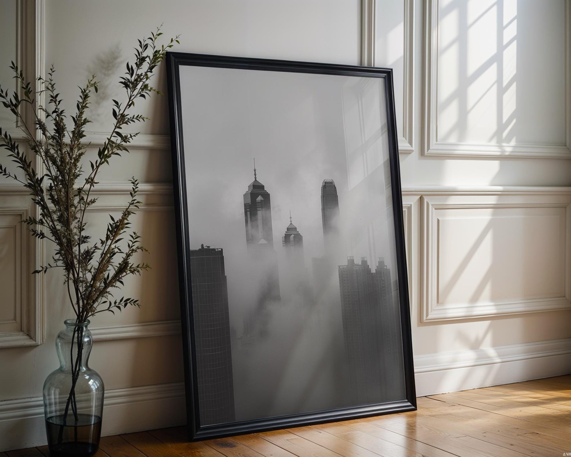 World Landmark | Hong Kong Cityscape Print | Black and White Architecture Photography wall art print, black and white architectural poster, minimalist modern Scandinavian wall decor, Monohaus