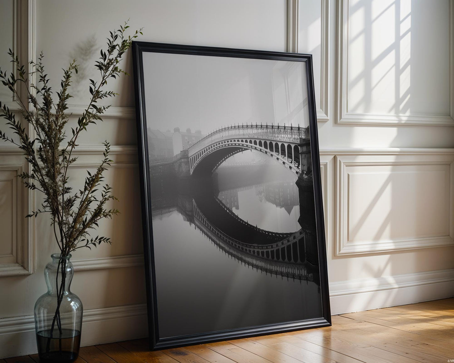 World Landmark | Ha'penny Bridge Dublin Print | Black and White Fine Art Photography wall art print, minimalist black and white poster, modern Scandinavian wall decor, Monohaus