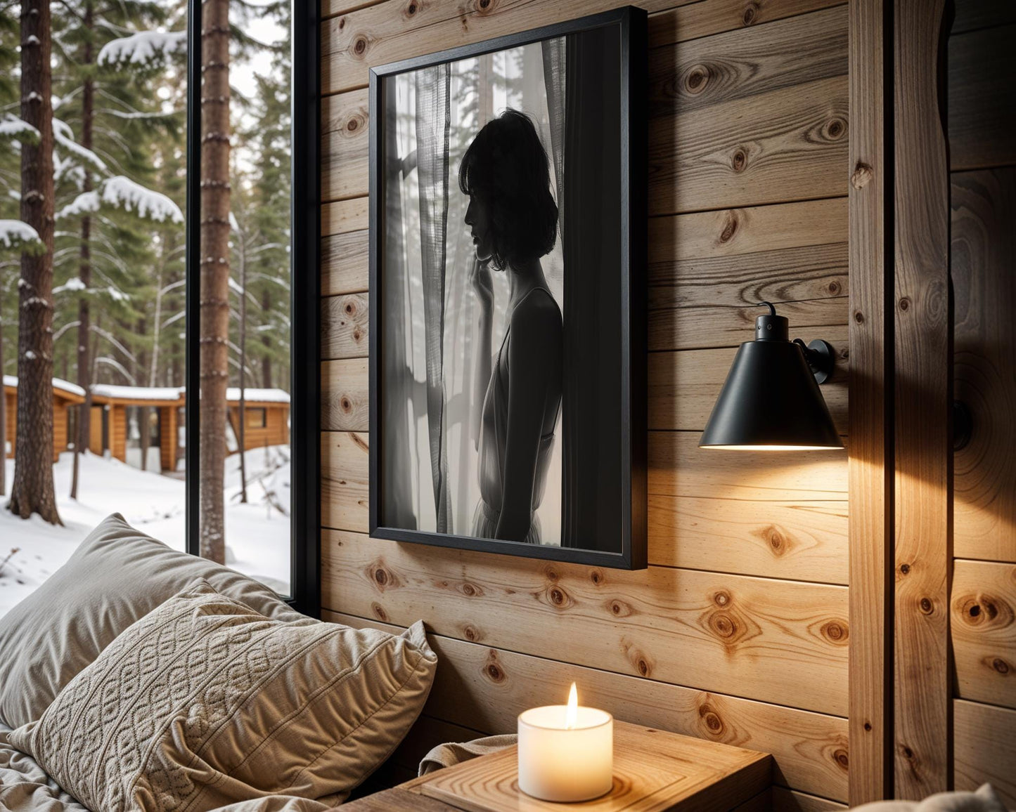 Woman by Window Print | Black and White Minimalist Wall Art wall art print, minimalist black and white poster, modern Scandinavian wall decor, Monohaus