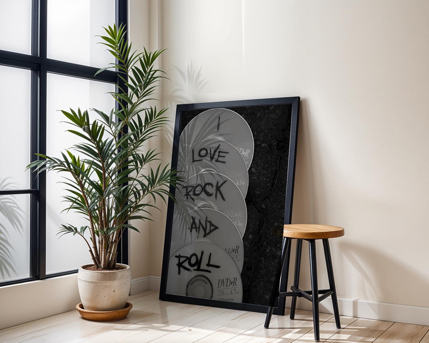 Designer Wall Art | I Love Rock and Roll Photography | Black & White Music Print | Retro Decor wall art print, minimalist black and white poster, modern Scandinavian wall decor, Monohaus