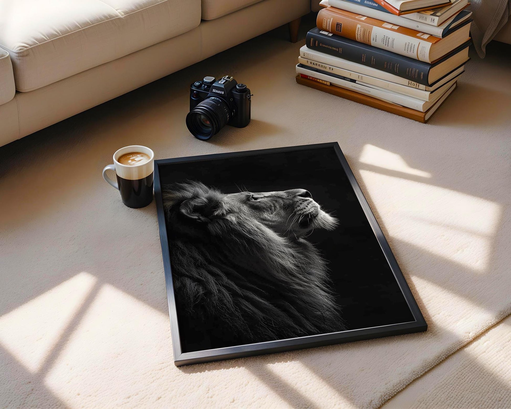 Wildlife Poster | Lion Profile Art Print | Black & White Photography, Modern Minimalist Decor wall art print, minimalist black and white poster, modern Scandinavian wall decor, Monohaus