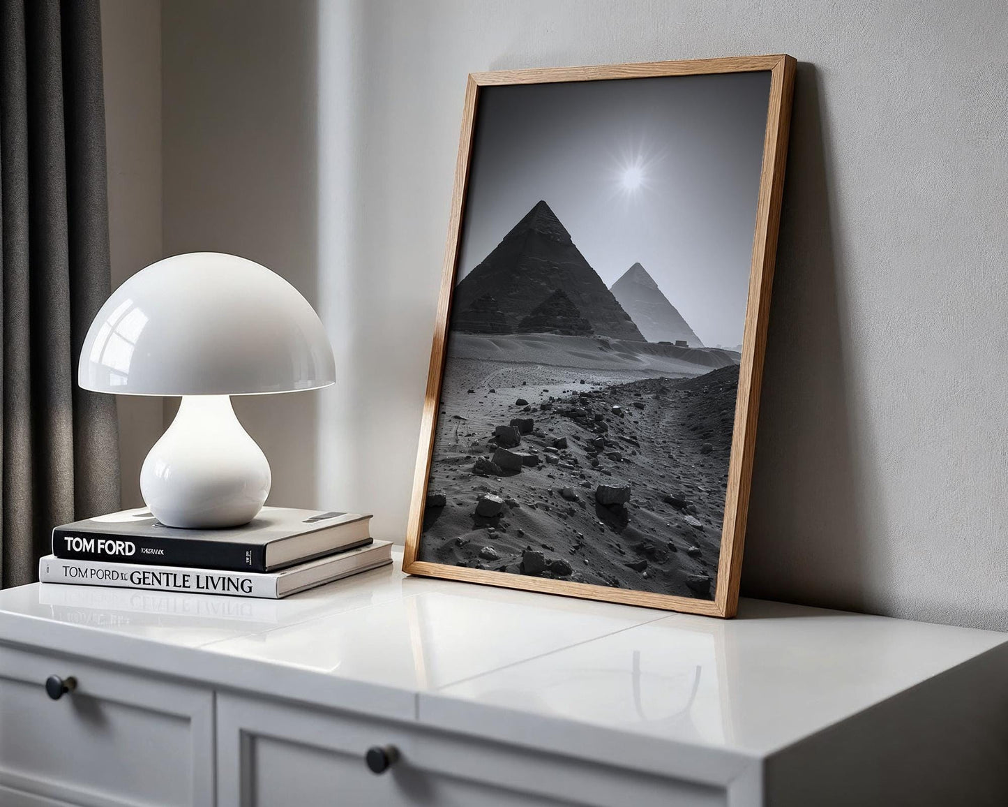 World Landmark | Pyramids of Giza Print | Minimalist Black and White Photography wall art print, minimalist black and white poster, modern Scandinavian wall decor, Monohaus