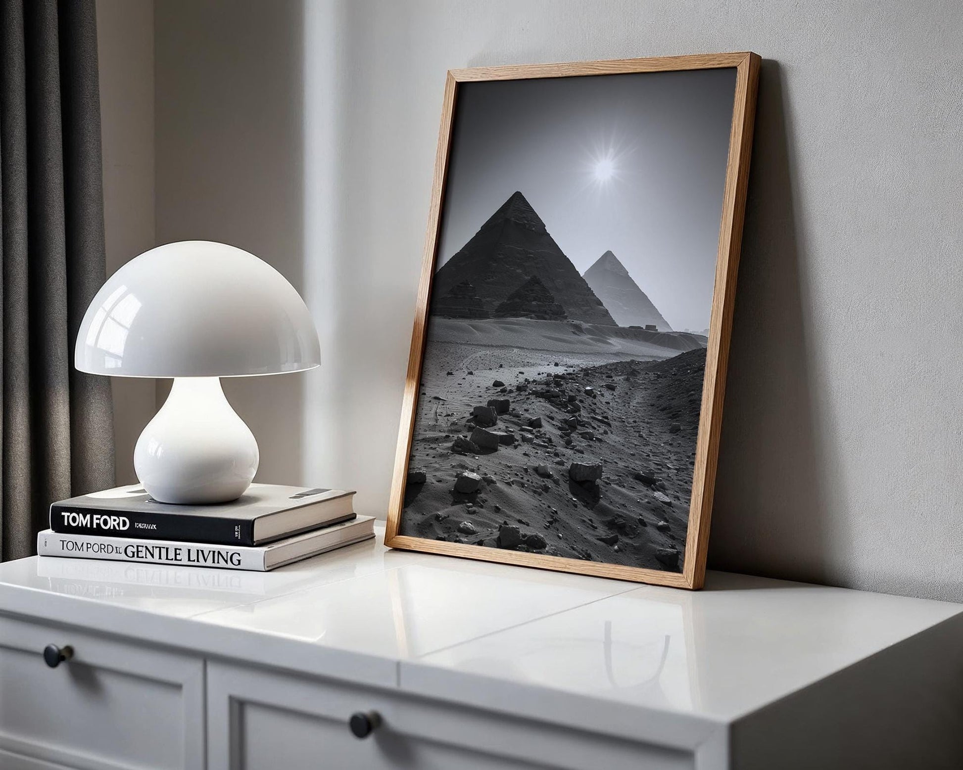 World Landmark | Pyramids of Giza Print | Minimalist Black and White Photography wall art print, minimalist black and white poster, modern Scandinavian wall decor, Monohaus