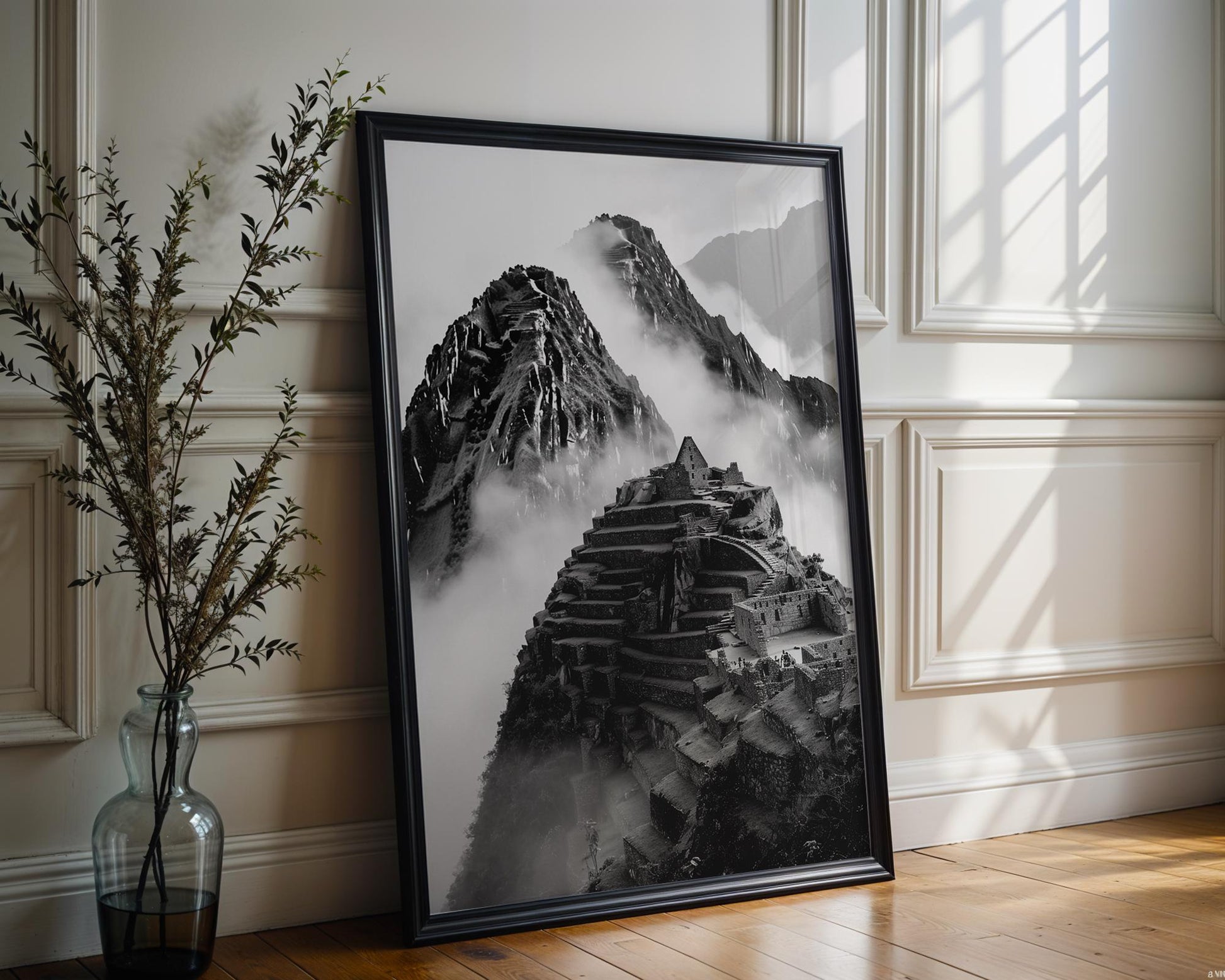 World Landmark | Machu Picchu Black and White Photography Print | Modern Travel Poster wall art print, minimalist black and white poster, modern Scandinavian wall decor, Monohaus