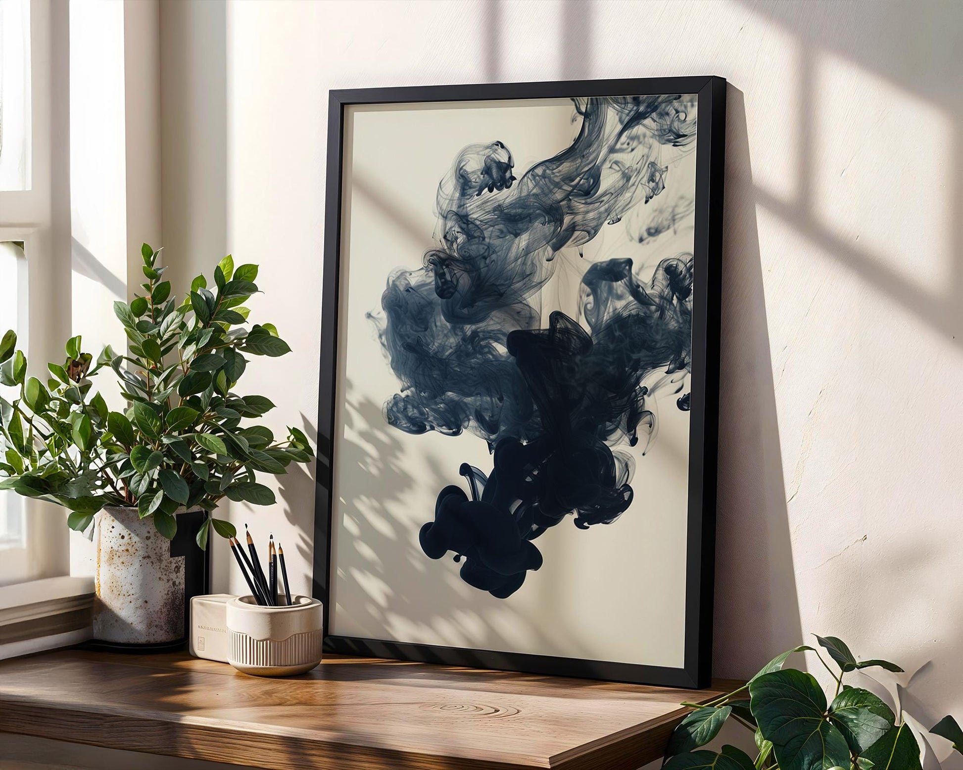 Minimal Wall Art Black Ink Smoke Art Print | Minimalist Abstract Photography abstract wall art print, geometric minimalist poster, modern Scandinavian decor, Monohaus