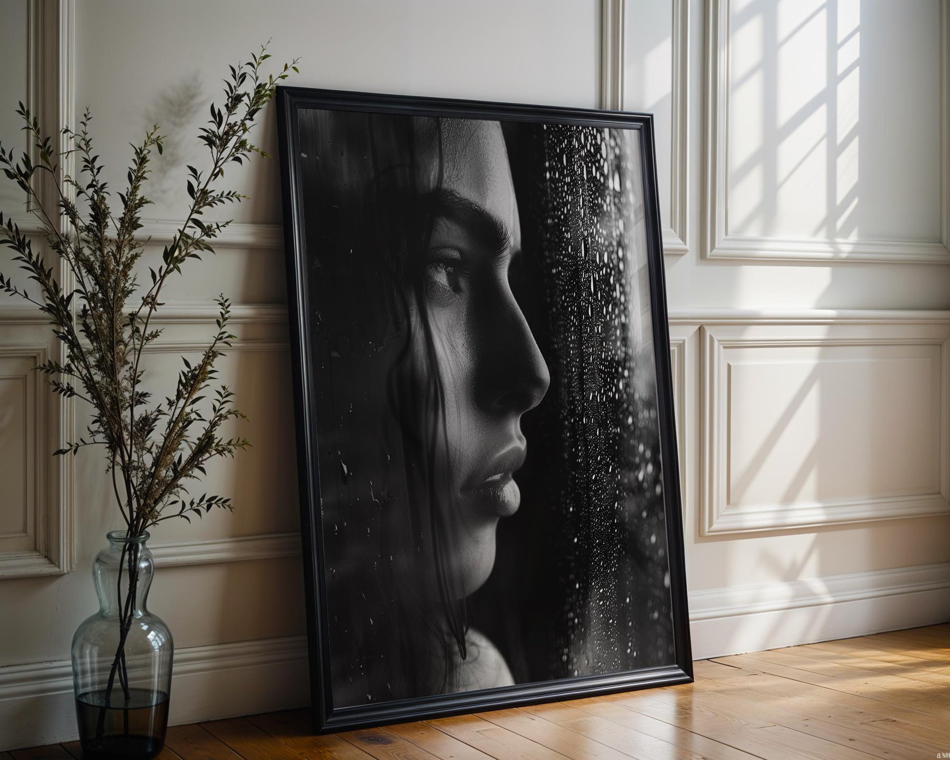 Minimal Wall Art Women in Window Portrait | Black & White Home Decor wall art print, minimalist black and white poster, modern Scandinavian wall decor, Monohaus