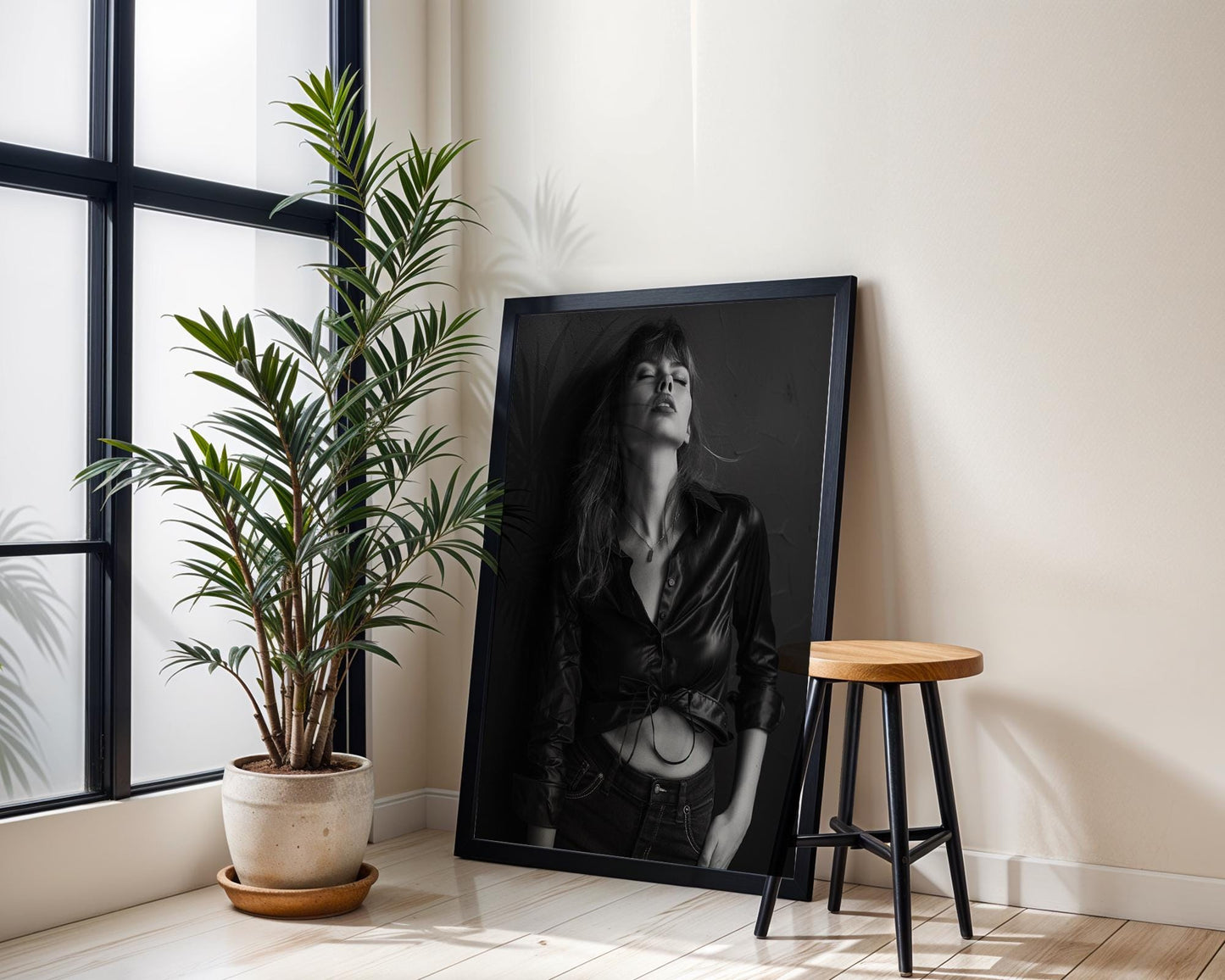 Minimal Wall Art Monochrome Fashion Portrait | Black and White Photography Print wall art print, minimalist black and white poster, modern Scandinavian wall decor, Monohaus