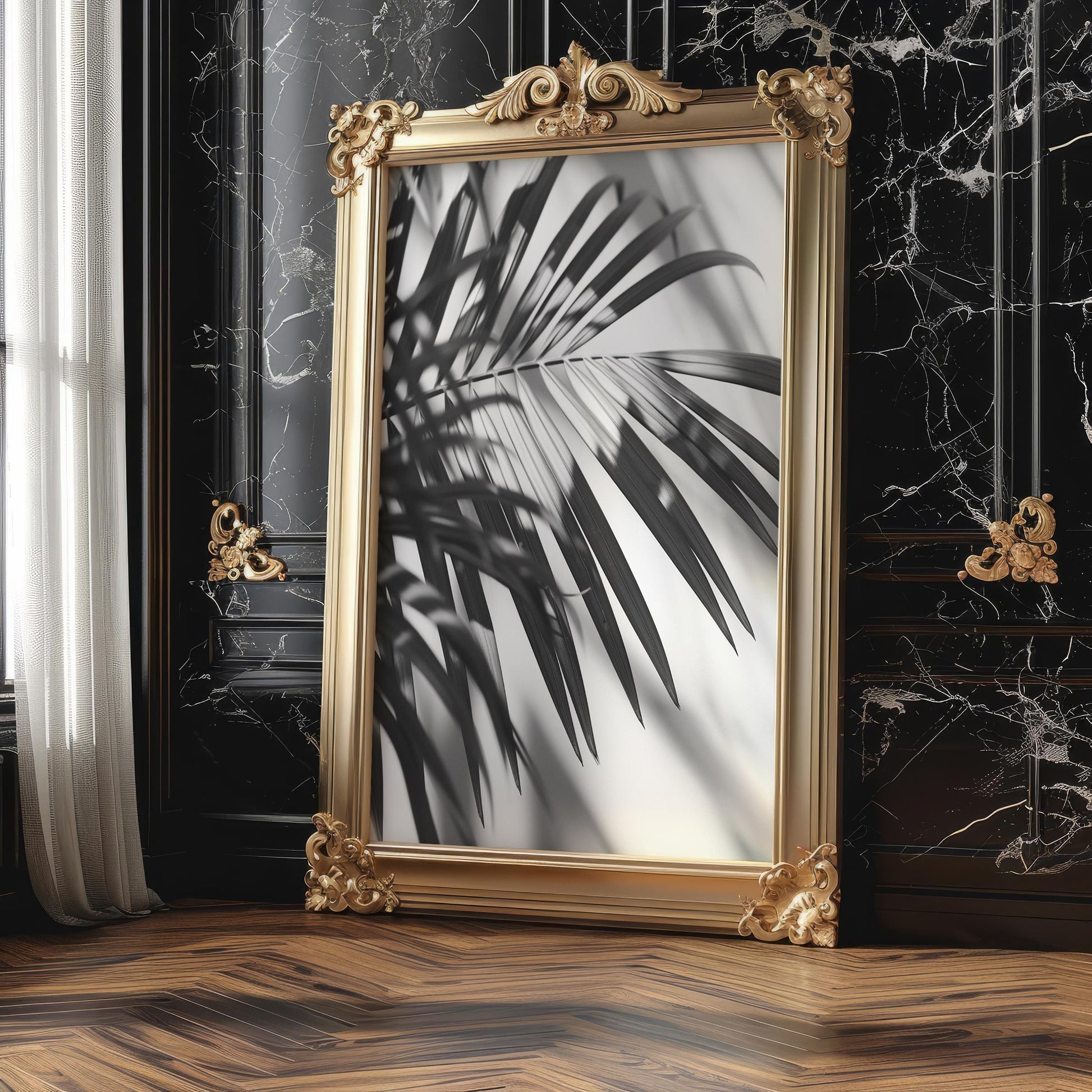 Botanical Photo | Abstract Leaf Macro Photography Print | Black & White Minimal abstract wall art print, geometric minimalist poster, modern Scandinavian decor, Monohaus